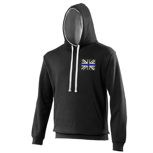 Thin Blue Line Union Jack Embroidered Contrast Hoodie