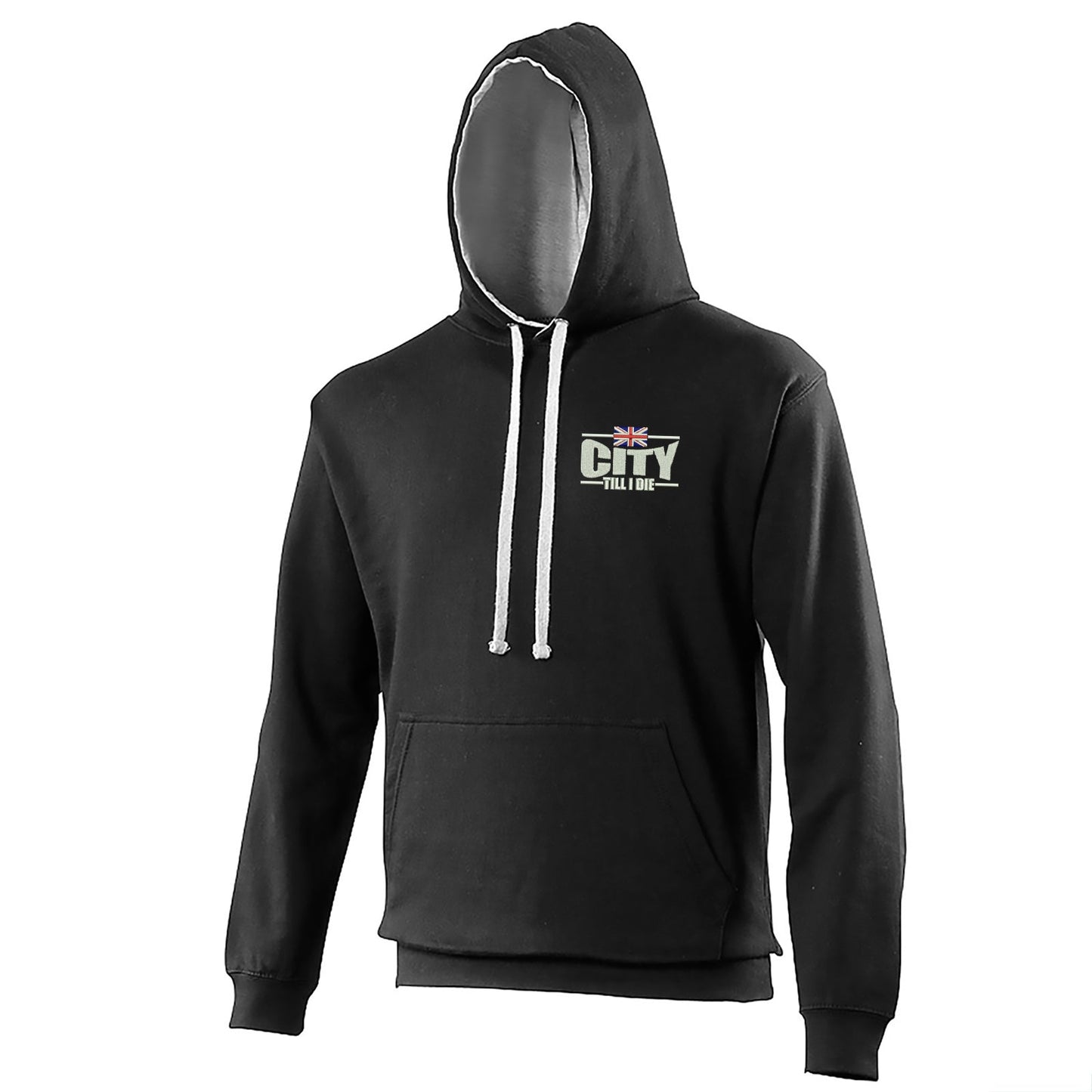 City Till I Die Union Jack Embroidered Contrast Hoodie
