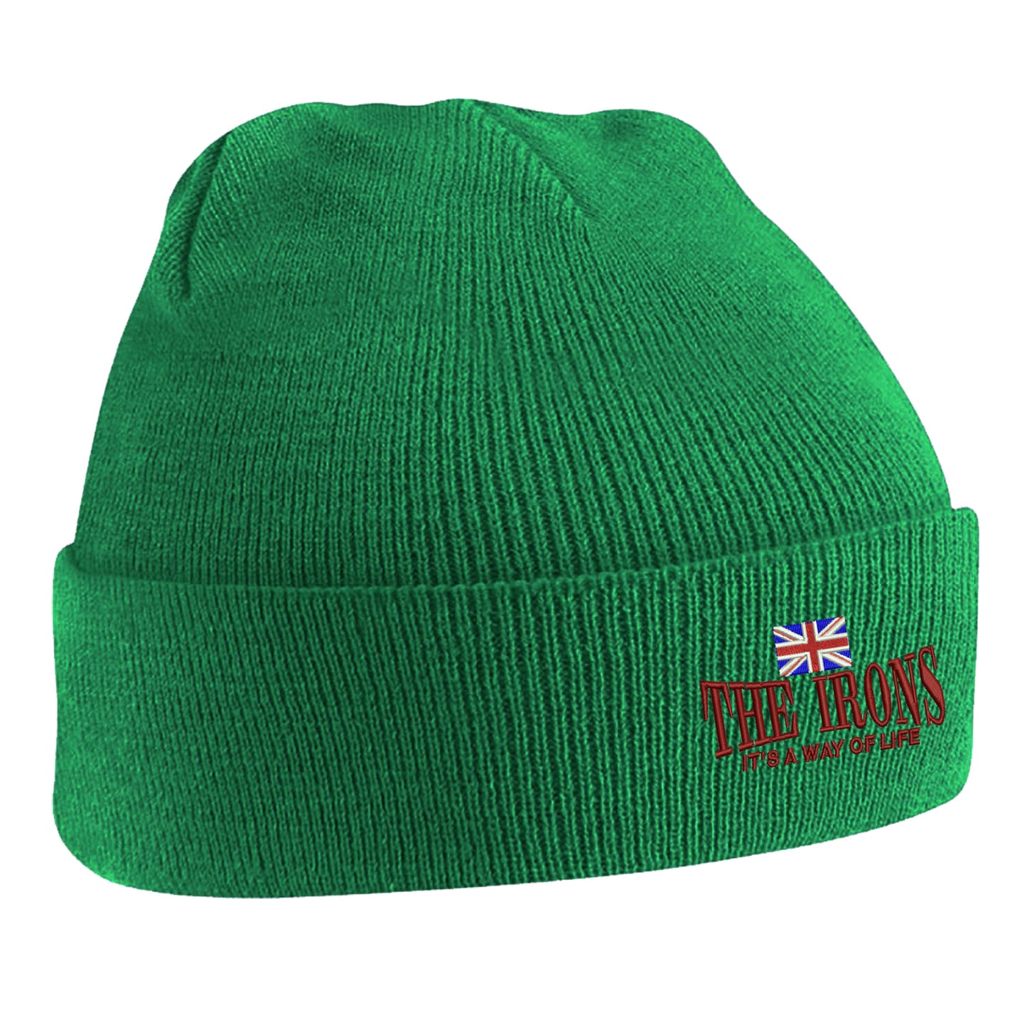 The Irons It's Way of Life Union Jack Embroidered Beanie Hat