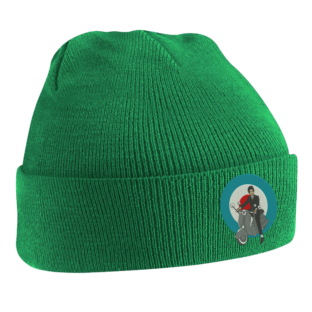 Retro MOD Scooter Embroidered Beanie Hat