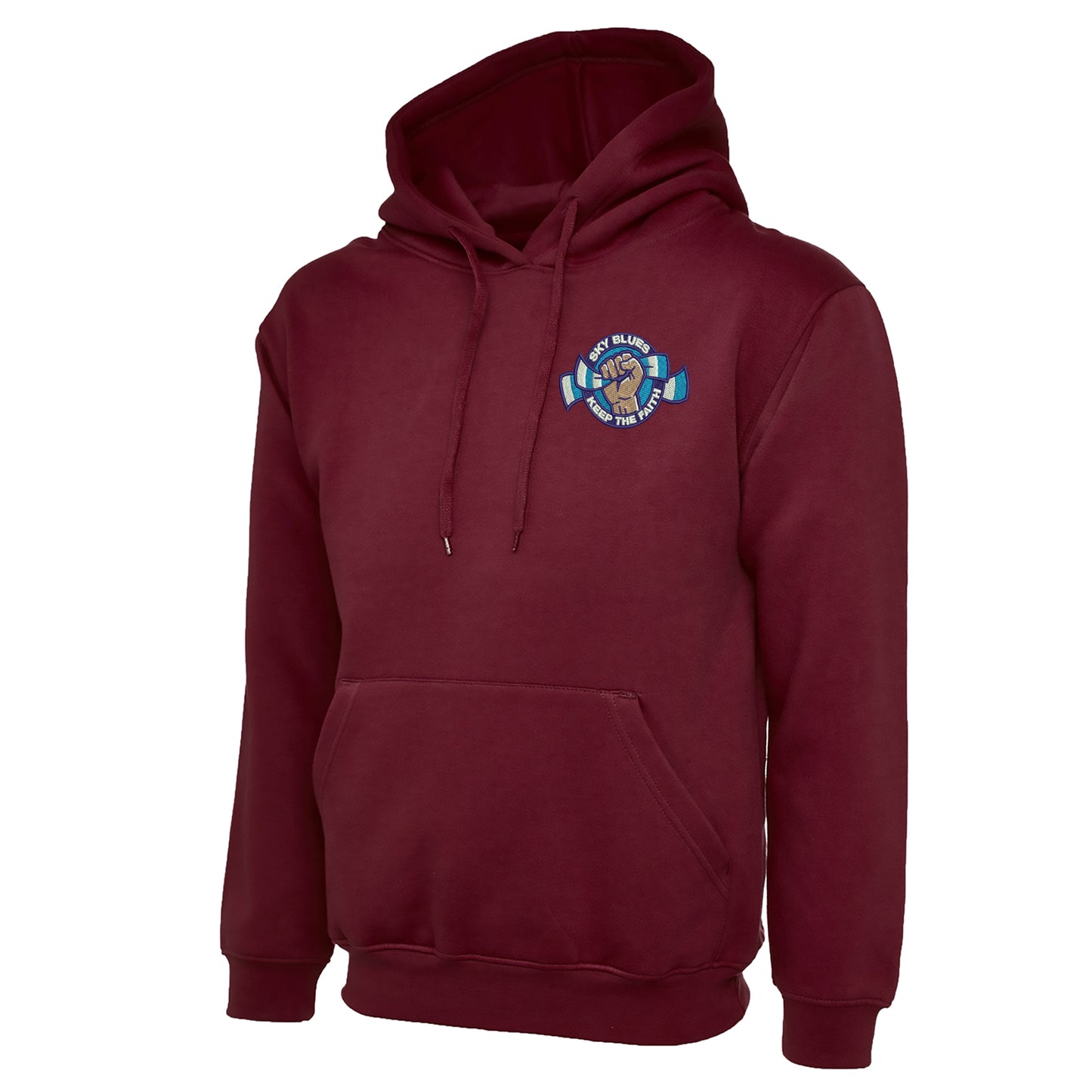 Sky Blues Keep The Faith Embroidered Hoodie