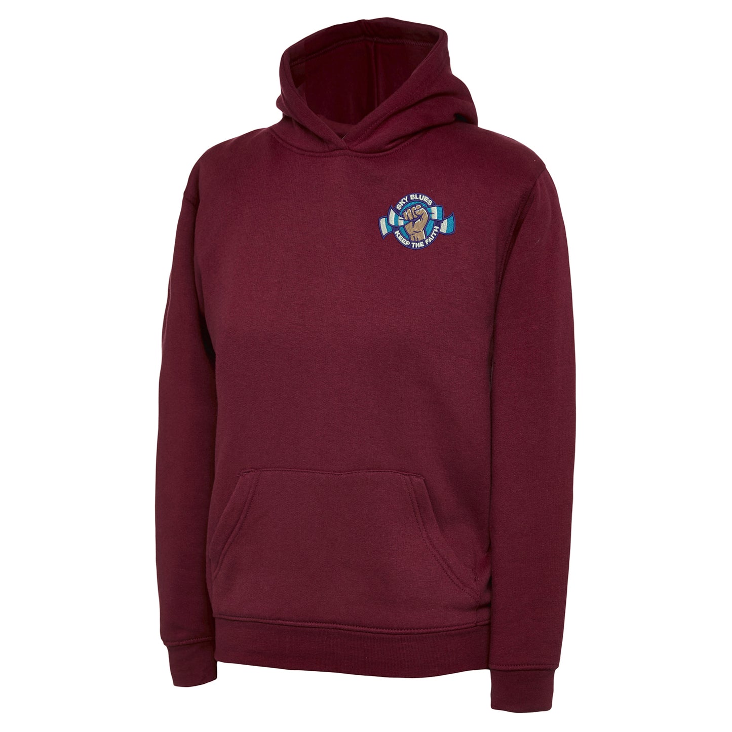 Sky Blues Keep The Faith Embroidered Children's Hoodie