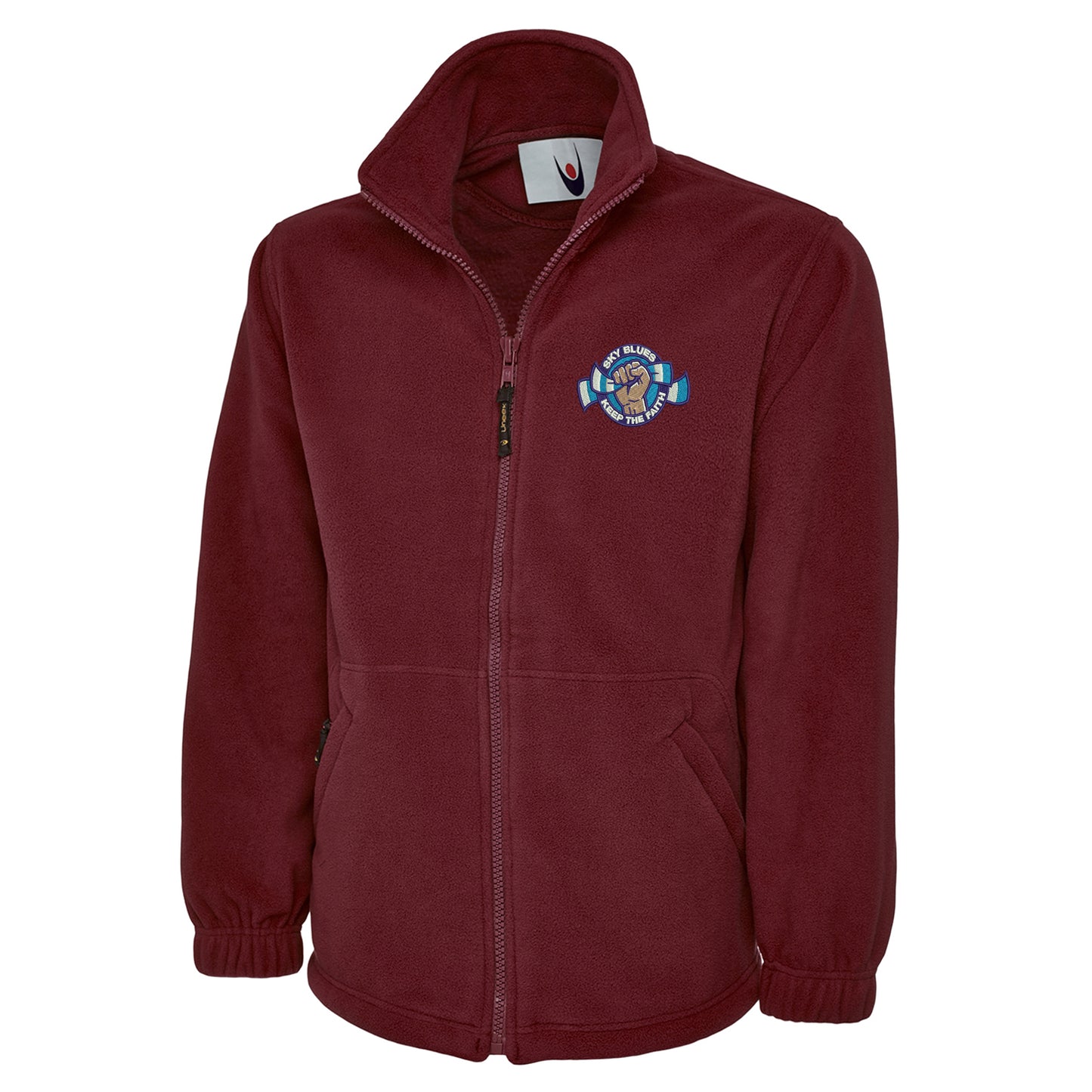 Sky Blues Keep The Faith Embroidered Premium Fleece Jacket