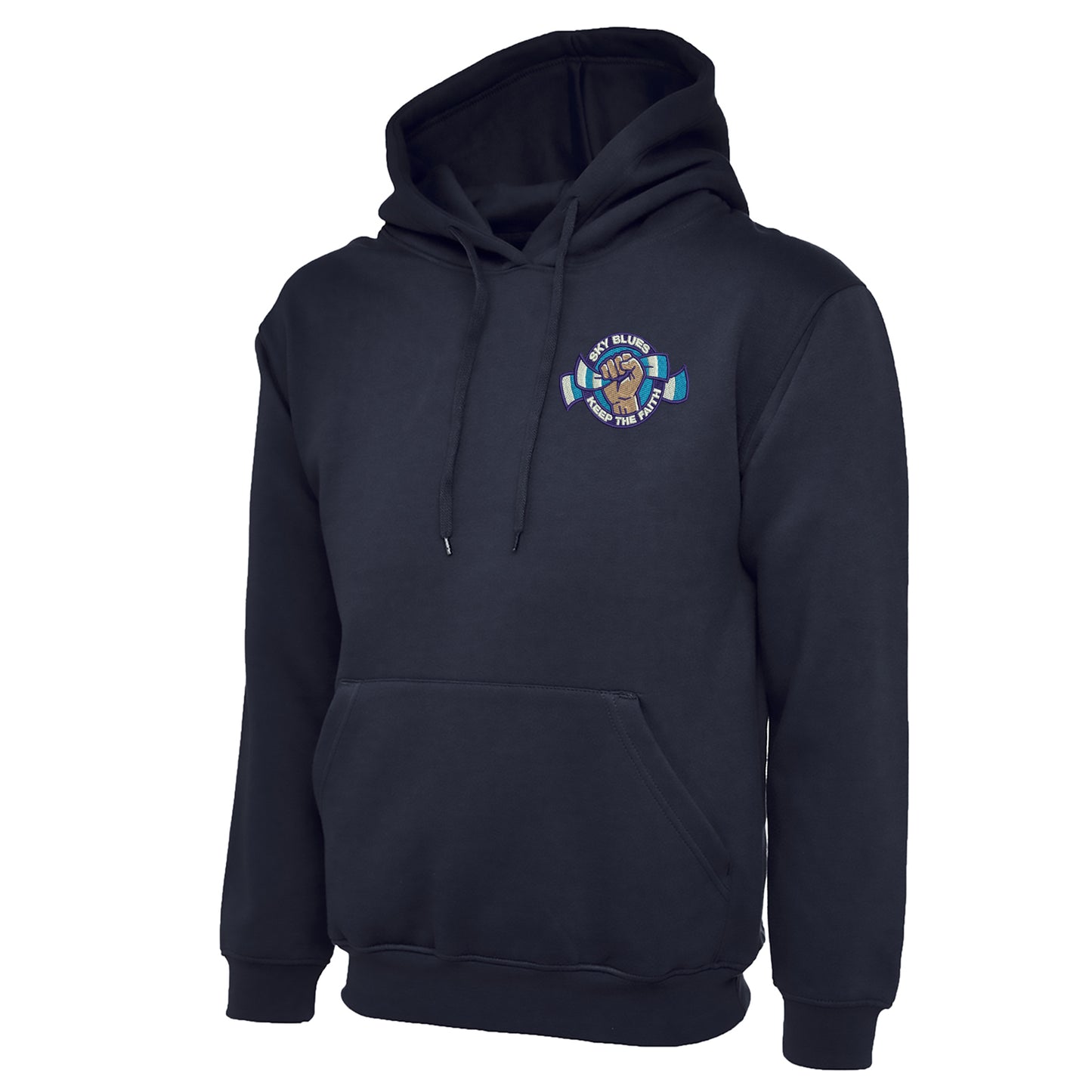 Sky Blues Keep The Faith Embroidered Hoodie