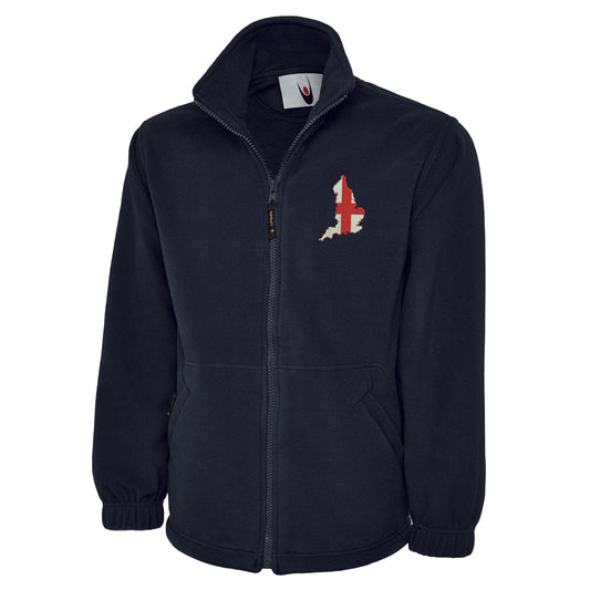 England Flag Map Embroidered Premium Fleece Jacket