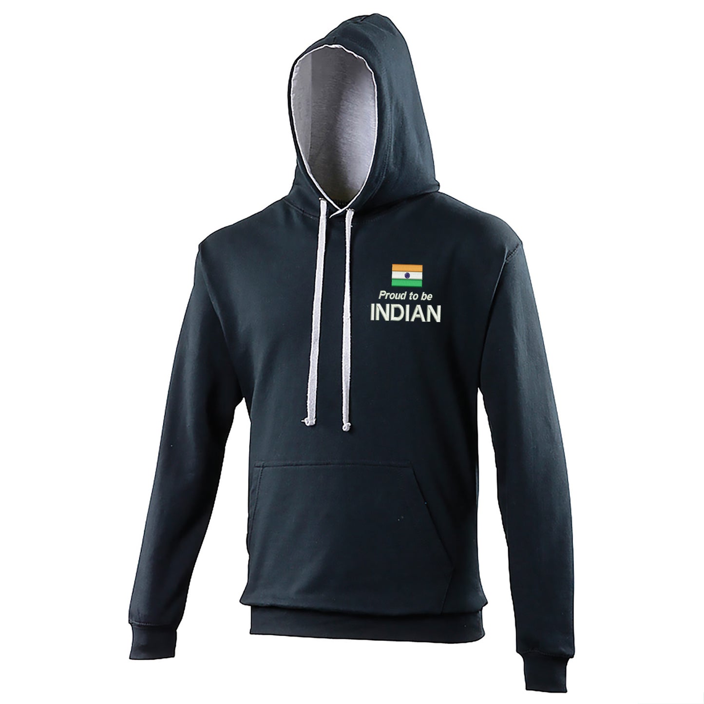 Proud to be Indian Embroidered Contrast Hoodie