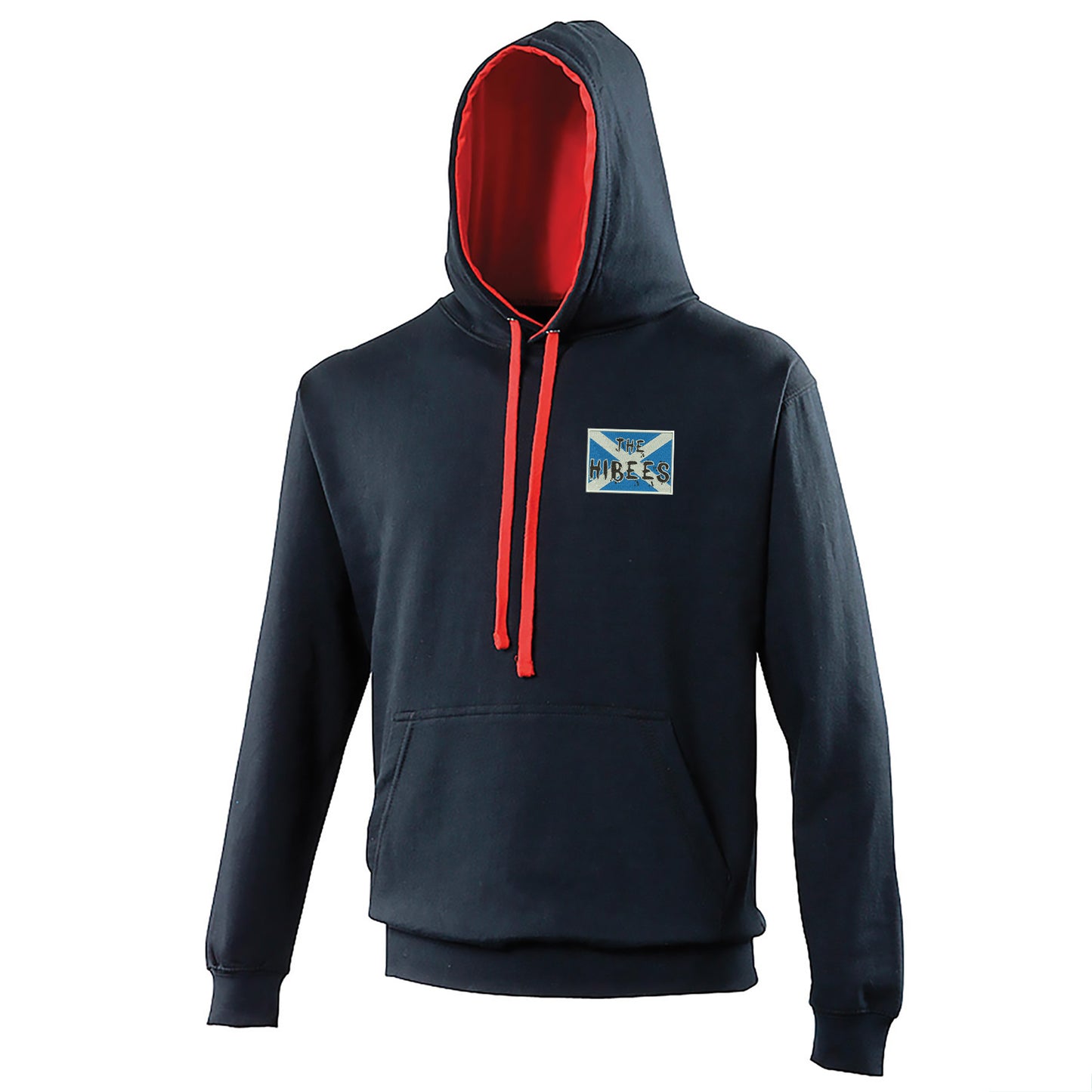 The Hibees Grunge Flag of Scotland Embroidered Contrast Hoodie