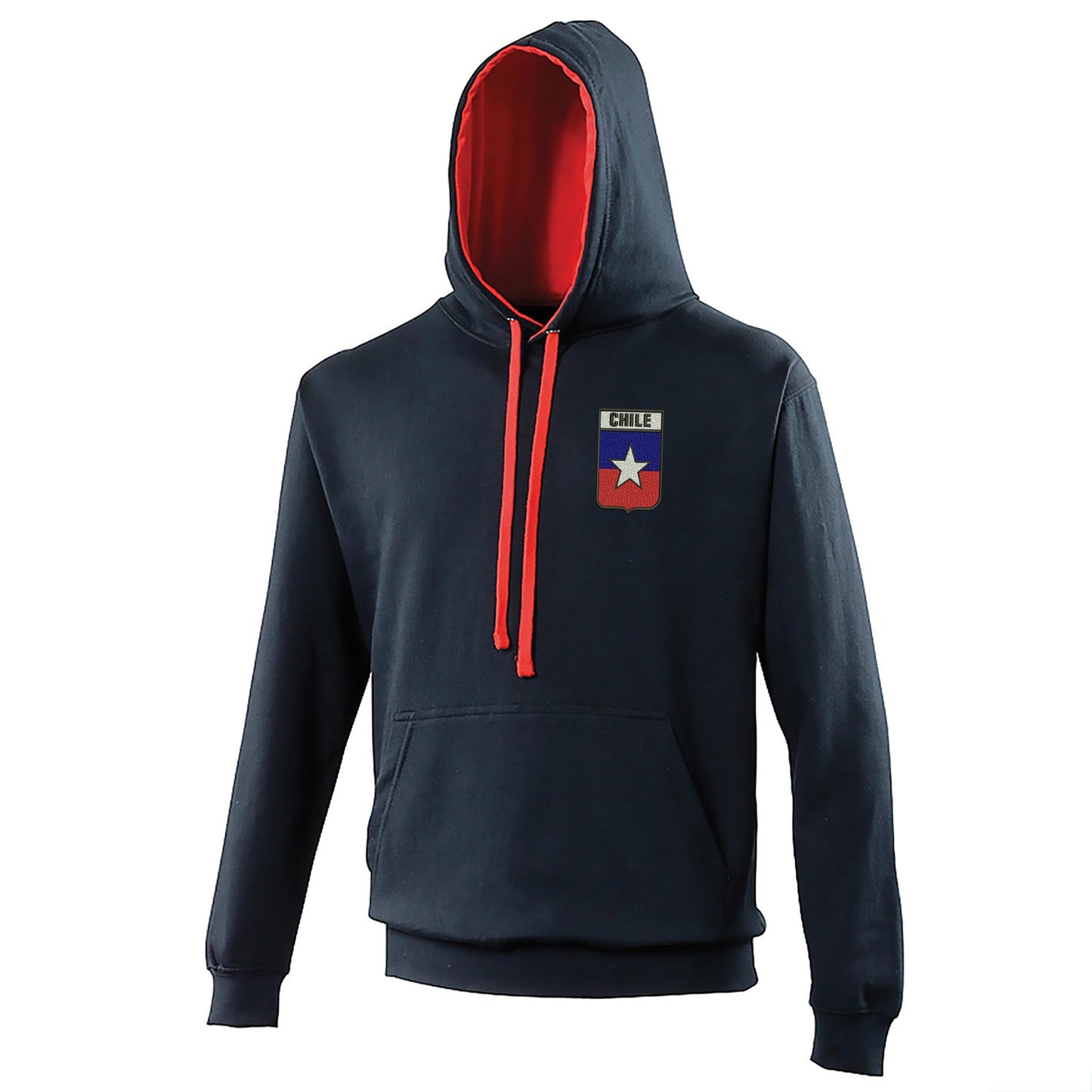 Retro Chile Rugby 1953 Embroidered Contrast Hoodie