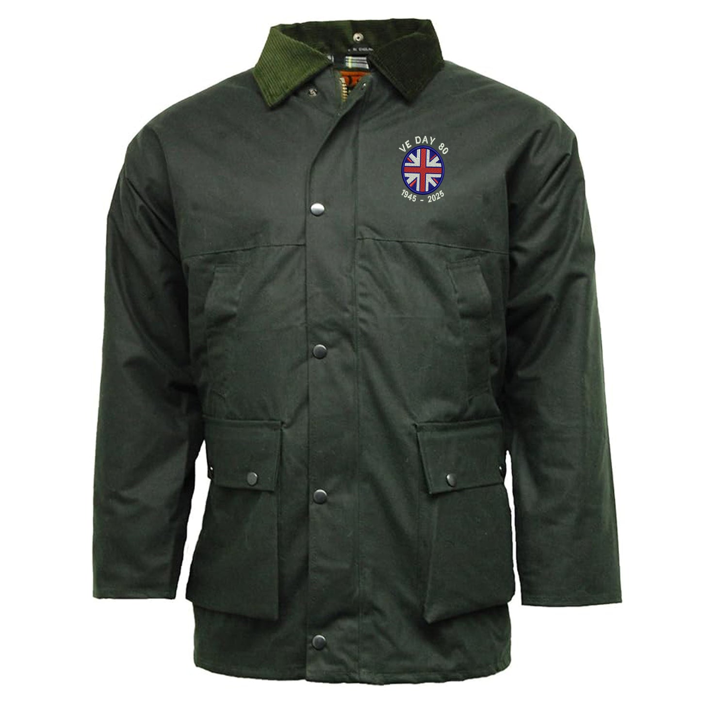 VE Day 80 1945-2025 Embroidered Padded Wax Jacket