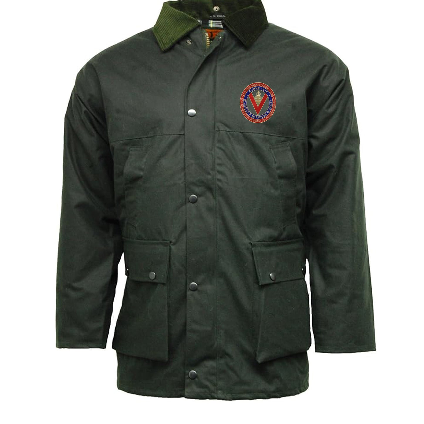 Retro Clapton Orient Somme Memorial Embroidered Padded Wax Jacket
