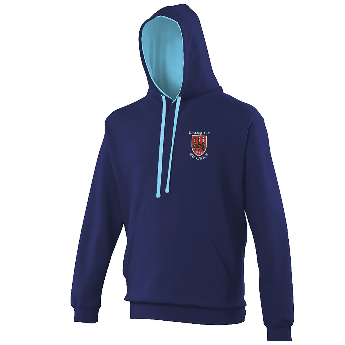 Retro Dial Square Embroidered Contrast Hoodie