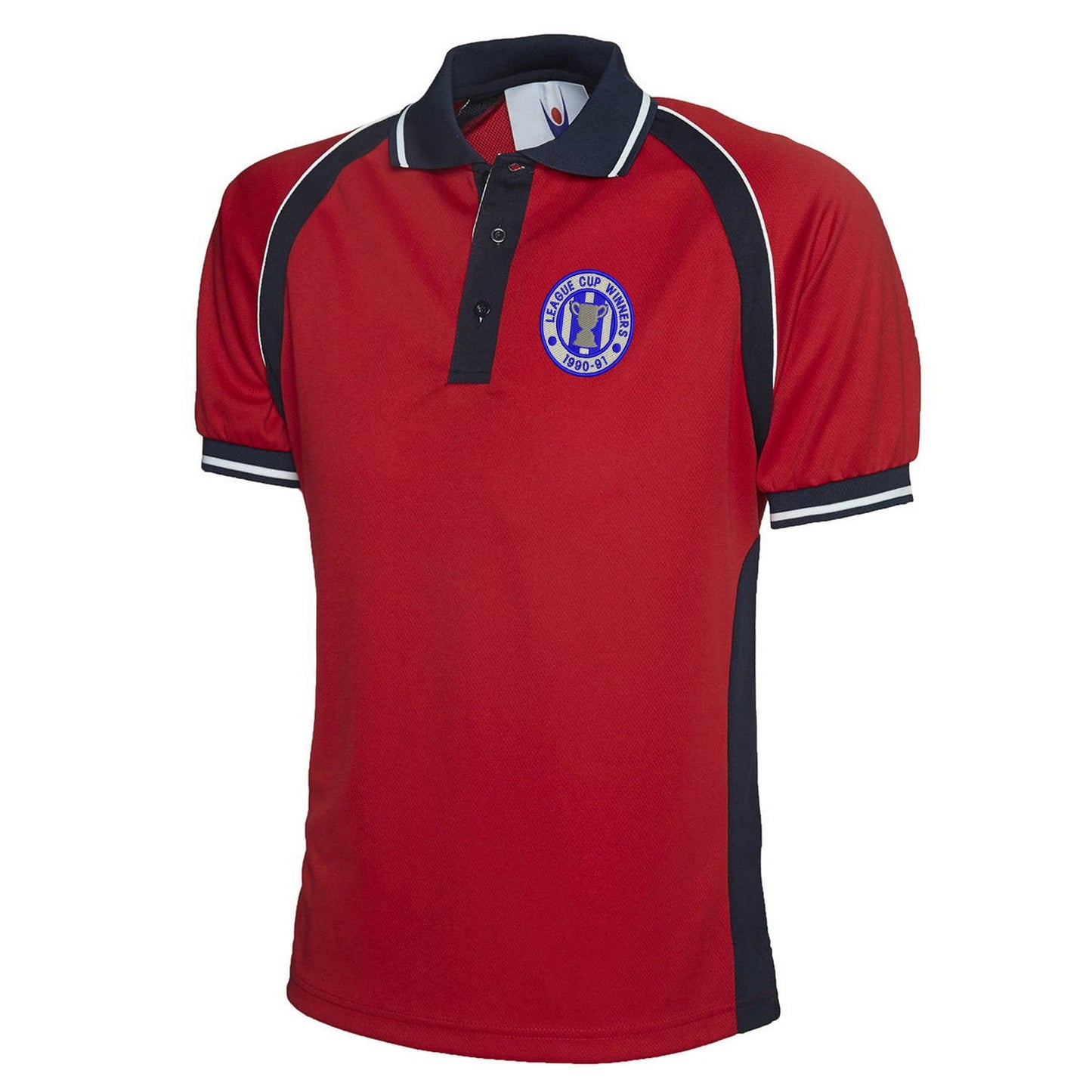 Retro Sheffield Wednesday League Cup Winners 1991 Embroidered Polyester Sports Polo Shirt