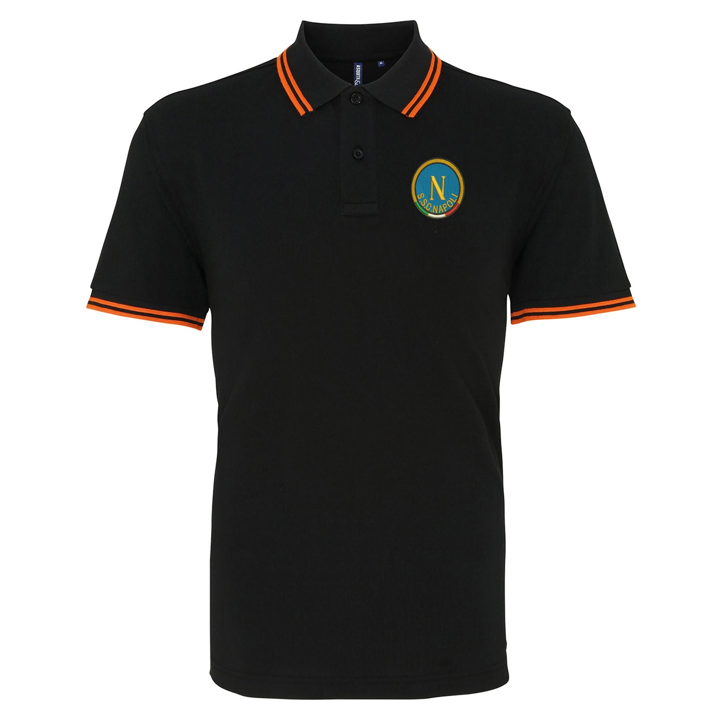 Retro Napoli 1970s Embroidered Tipped Polo Shirt