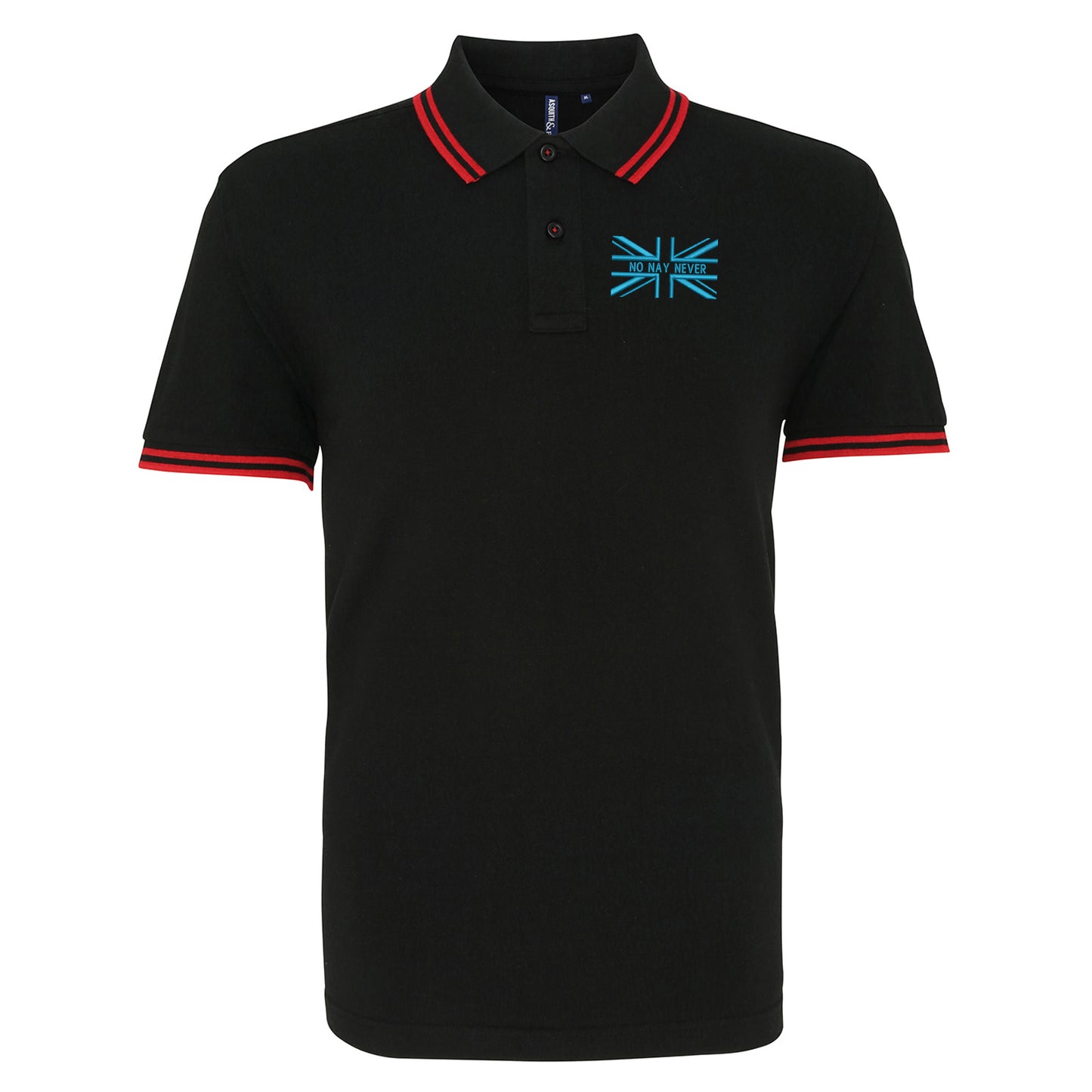 No Nay Never Union Jack Embroidered Tipped Polo Shirt