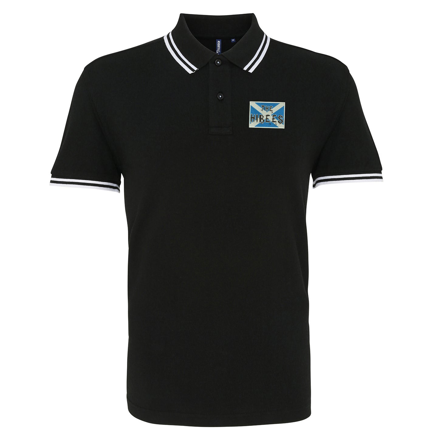 The Hibees Grunge Flag of Scotland Embroidered Tipped Polo Shirt