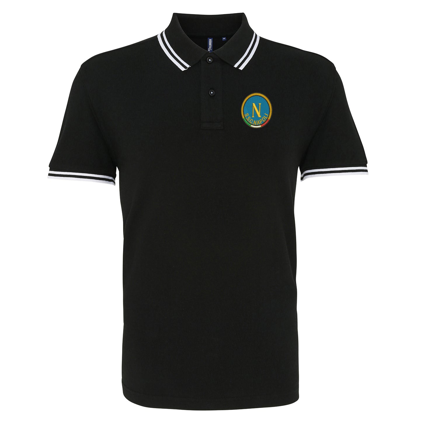 Retro Napoli 1970s Embroidered Tipped Polo Shirt
