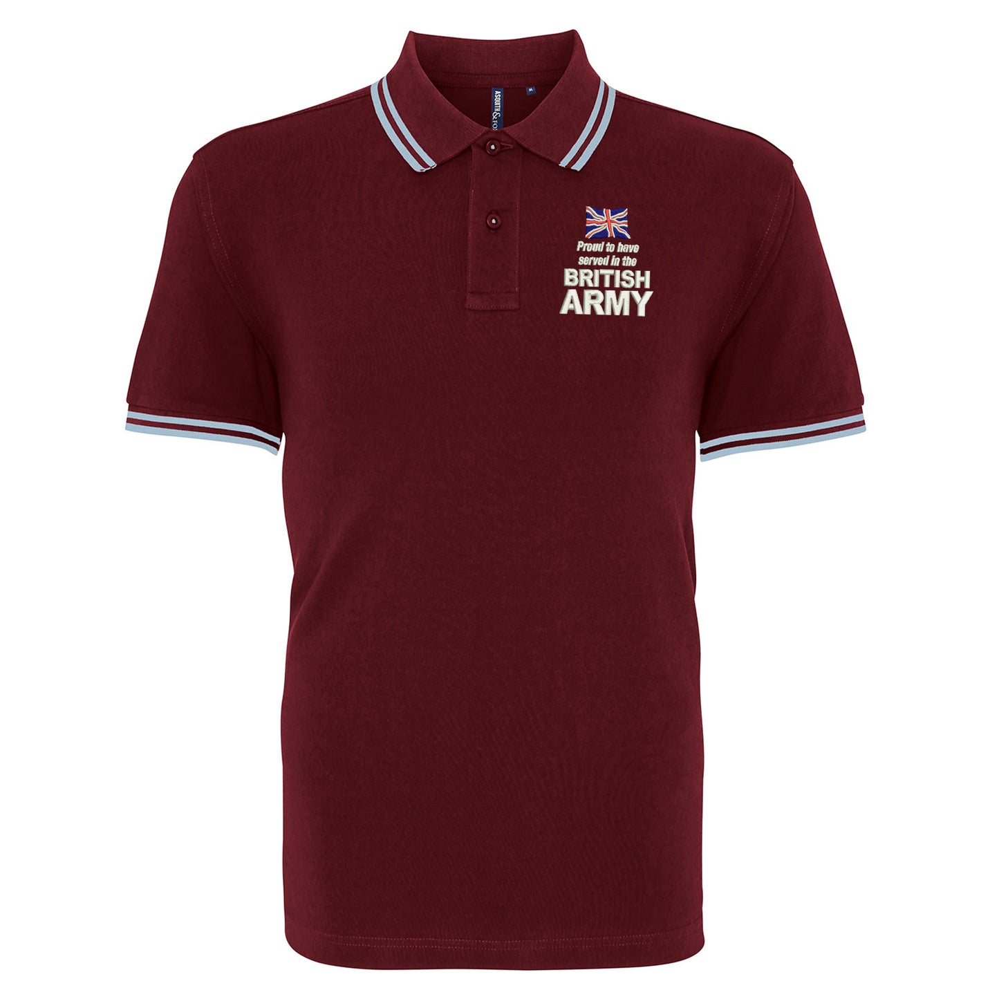 Proud to Have Served in The British Army Embroidered Tipped Polo Shirt