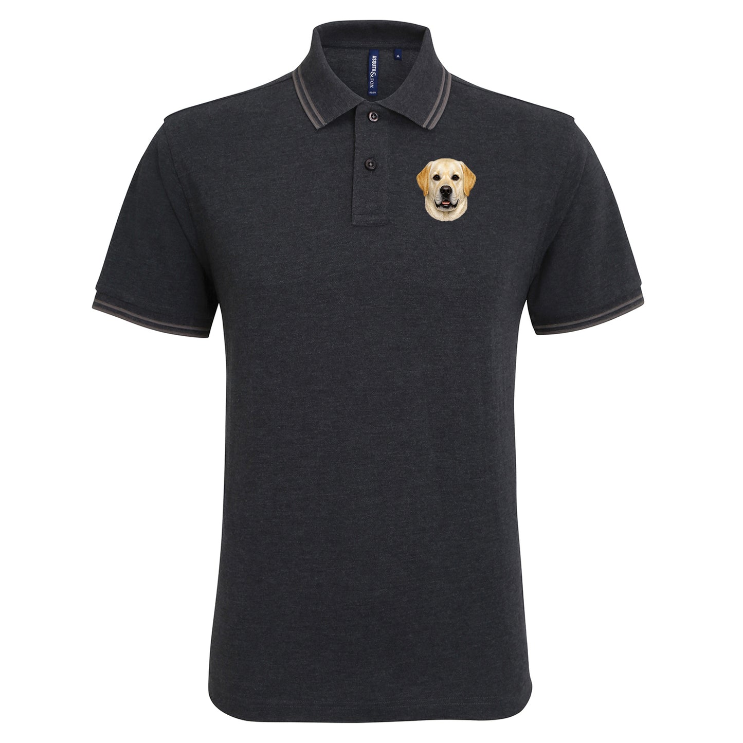 Yellow Labrador Dog Face Tipped Polo Shirt