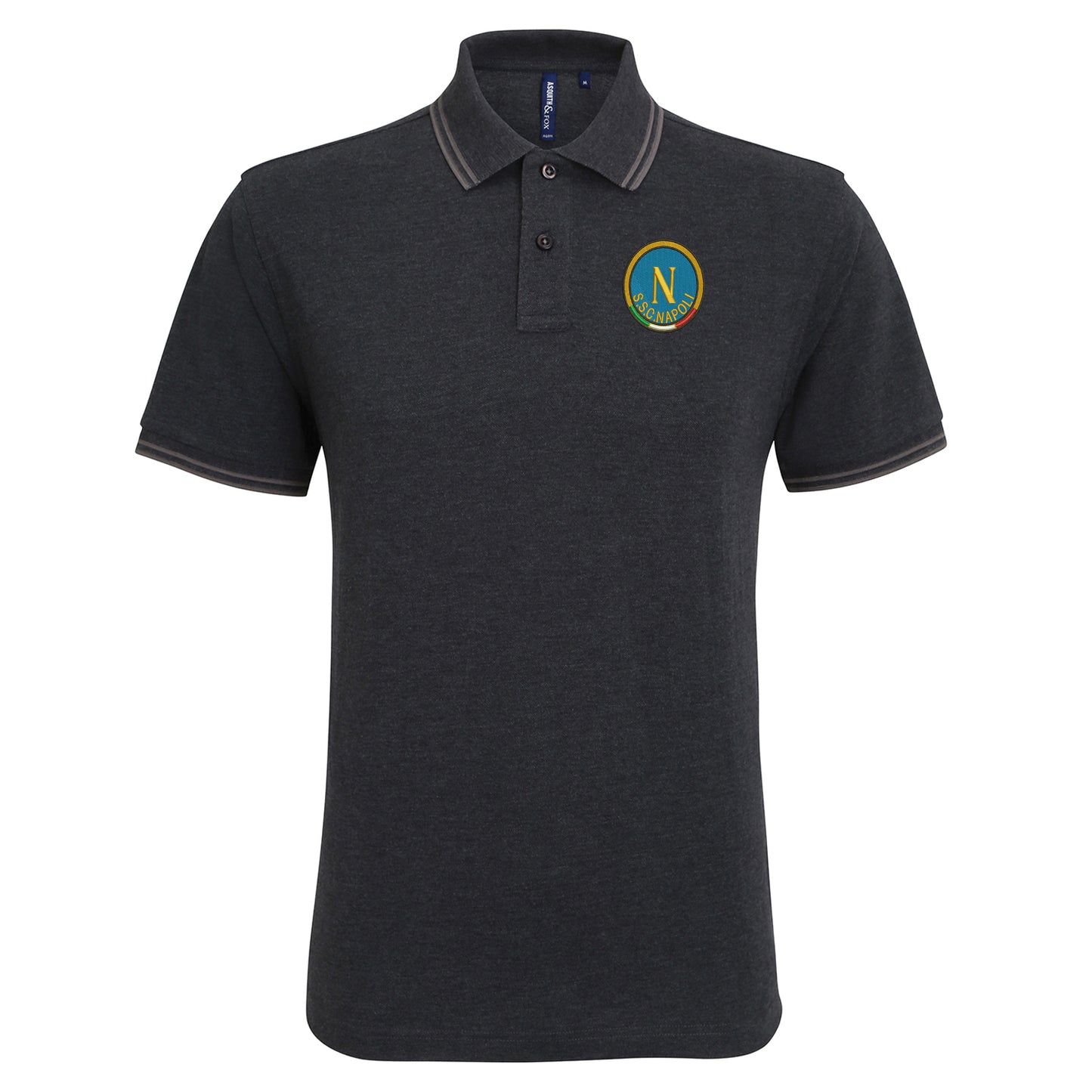 Retro Napoli 1970s Embroidered Tipped Polo Shirt