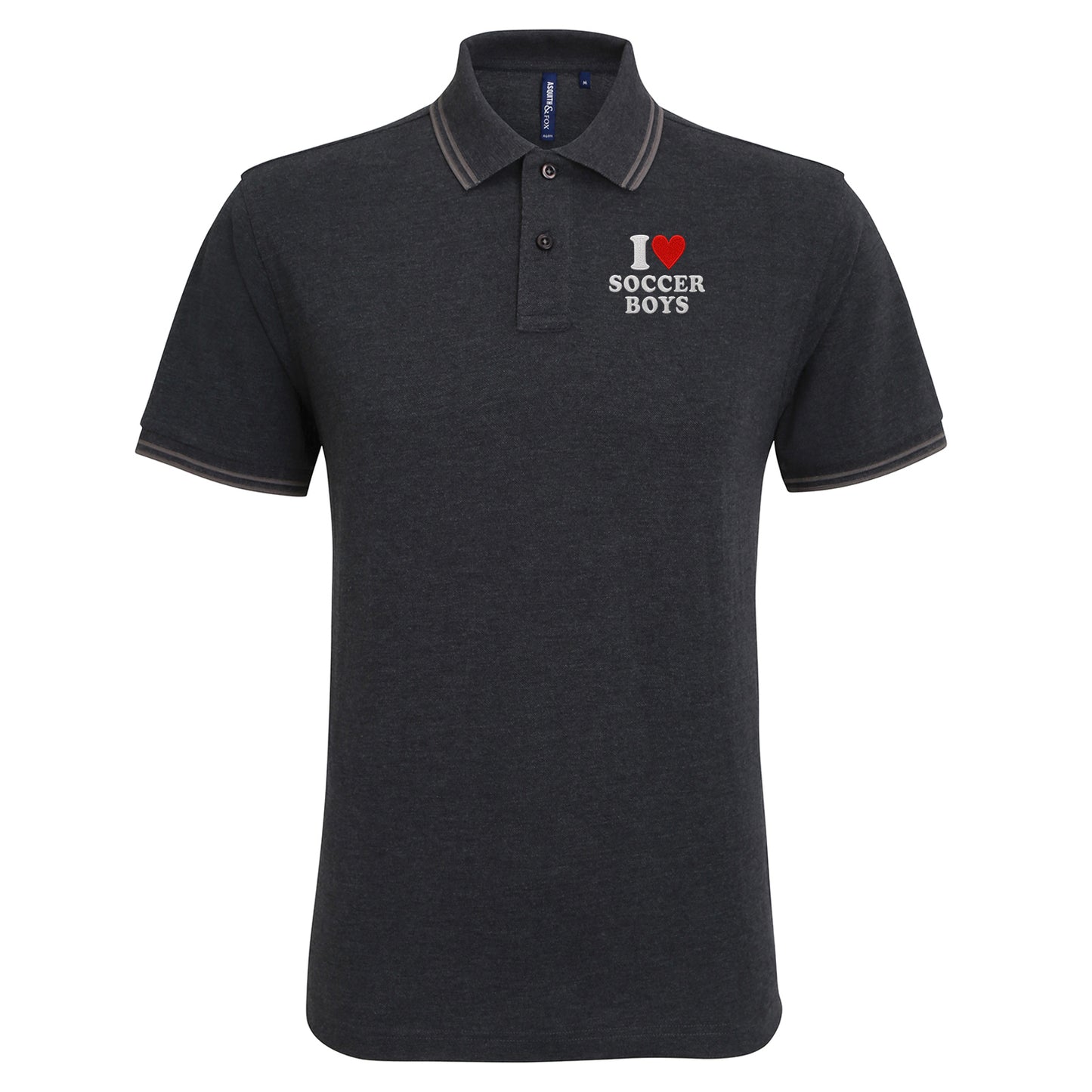 I Love Soccer Boys Tipped Polo Shirt
