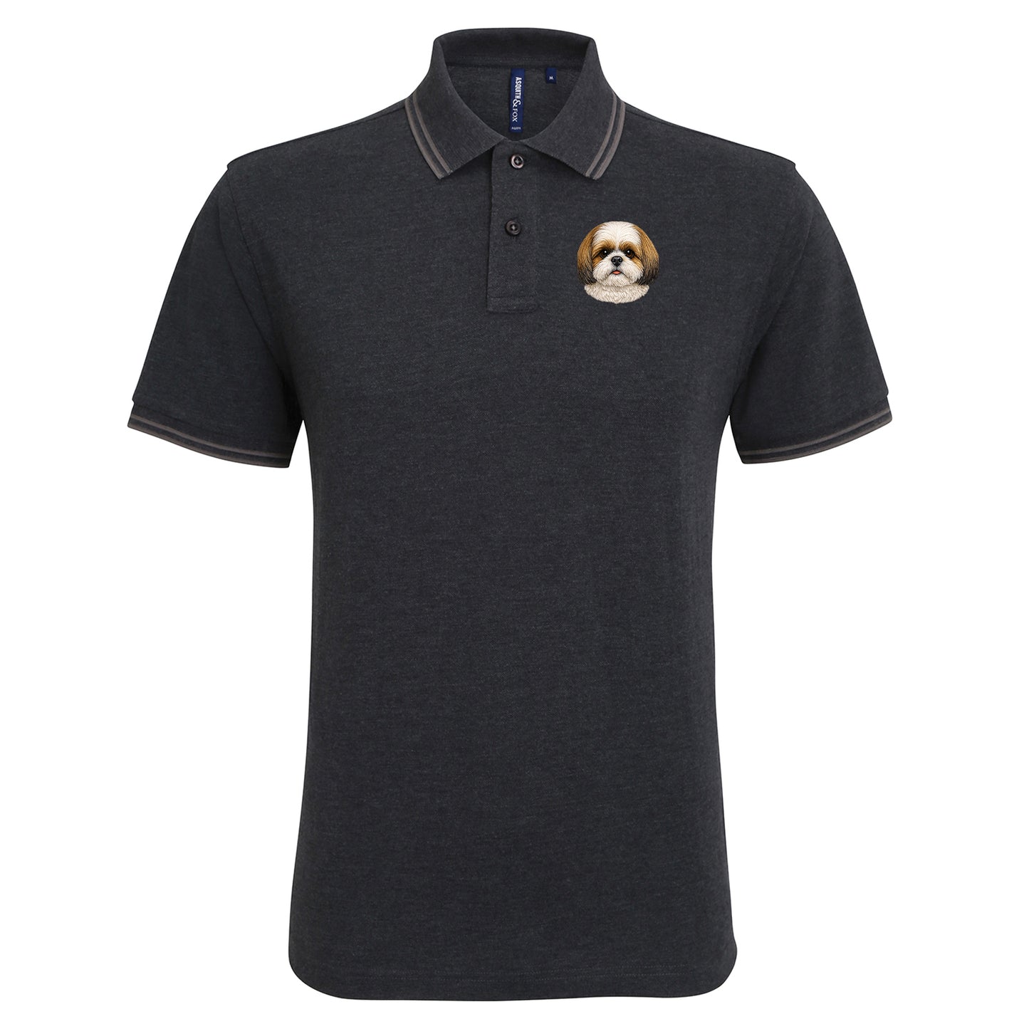 Shih Tzu Dog Face Tipped Polo Shirt