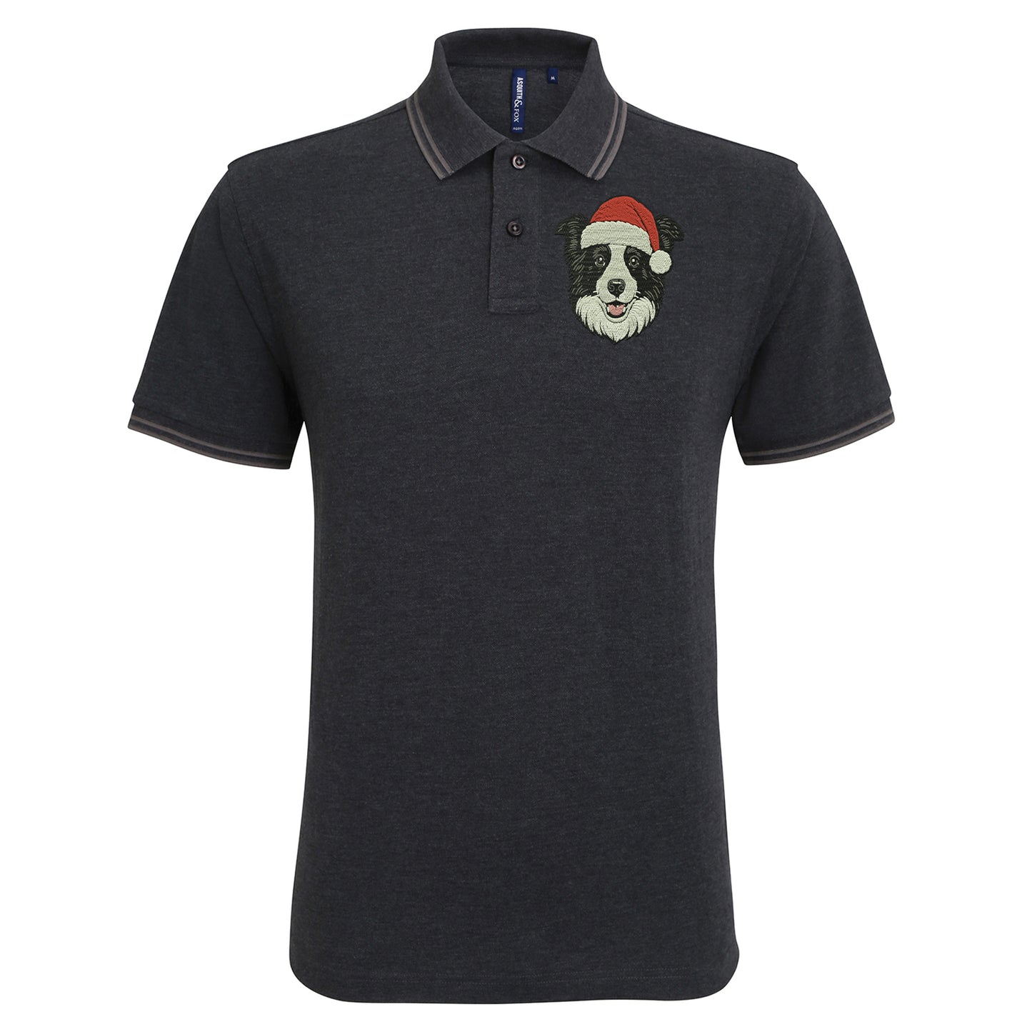 Border Collie Christmas Tipped Polo Shirt