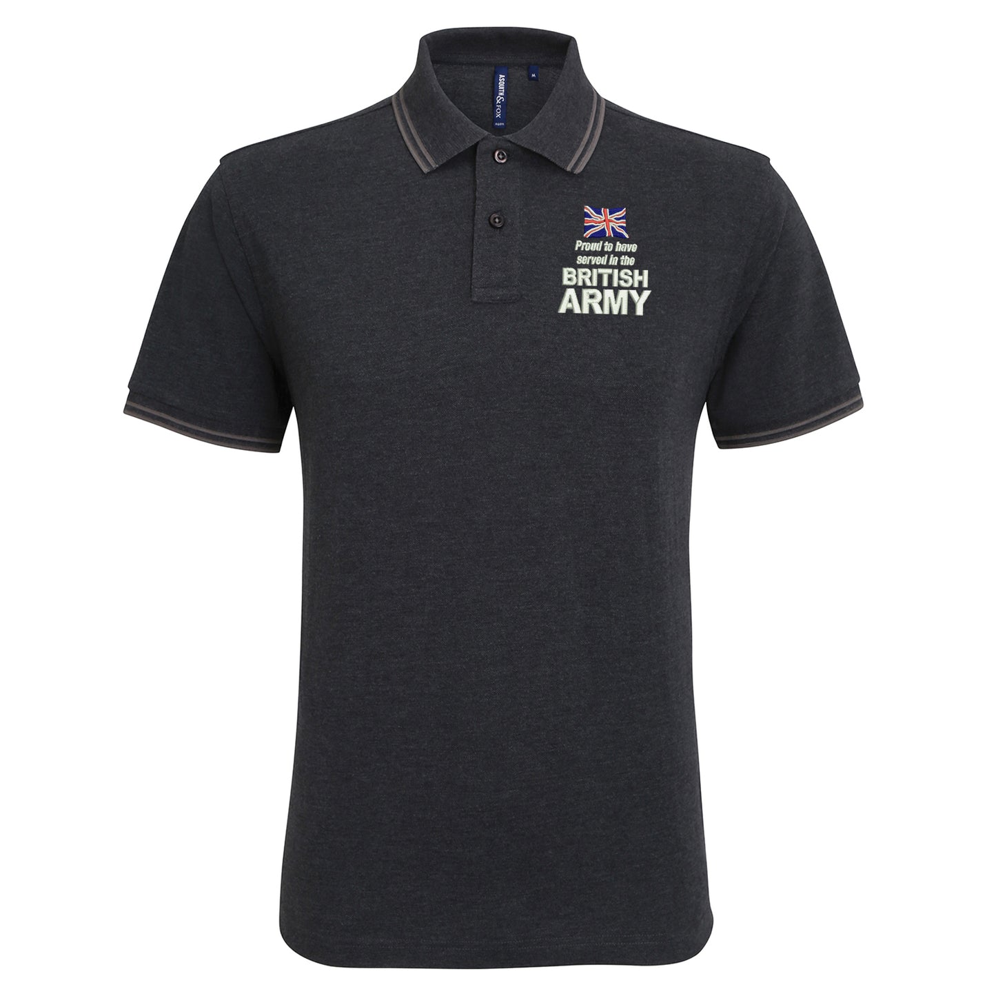 Proud to Have Served in The British Army Embroidered Tipped Polo Shirt