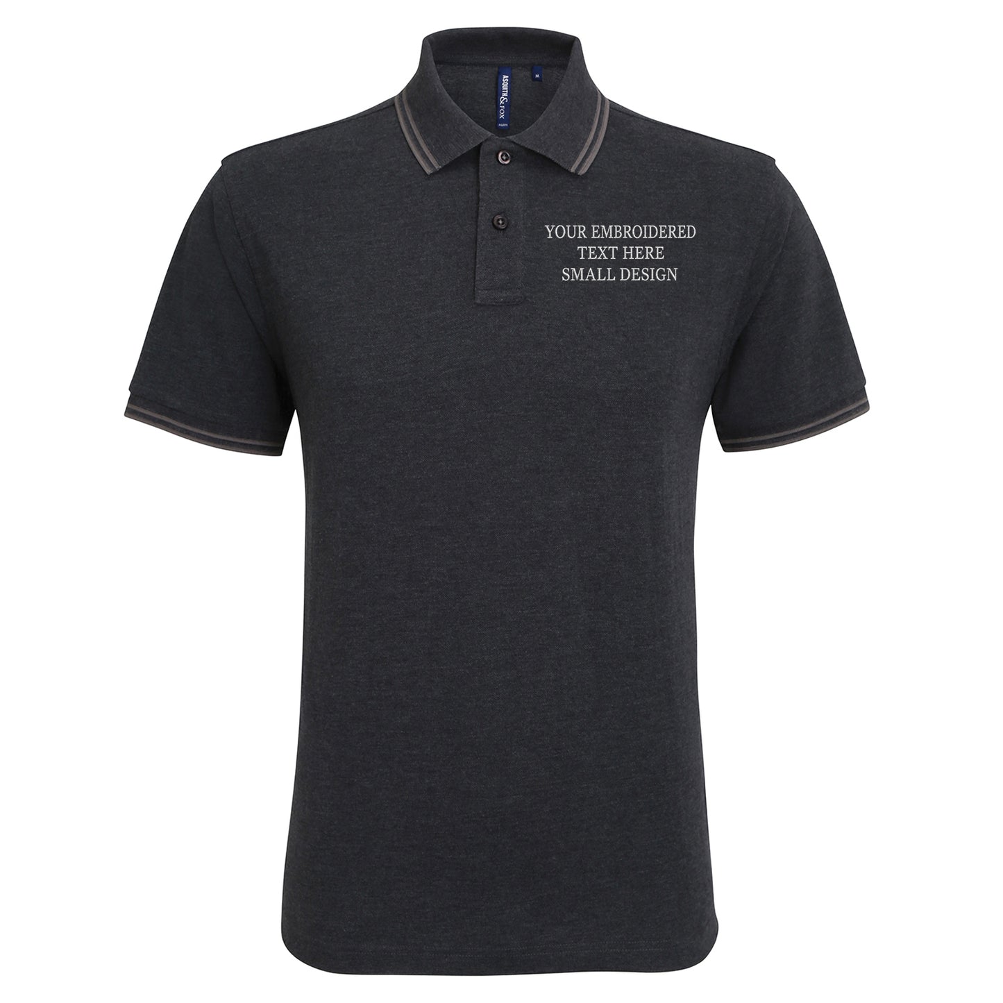 Personalised Custom Small Text Embroidered Tipped Polo Shirt