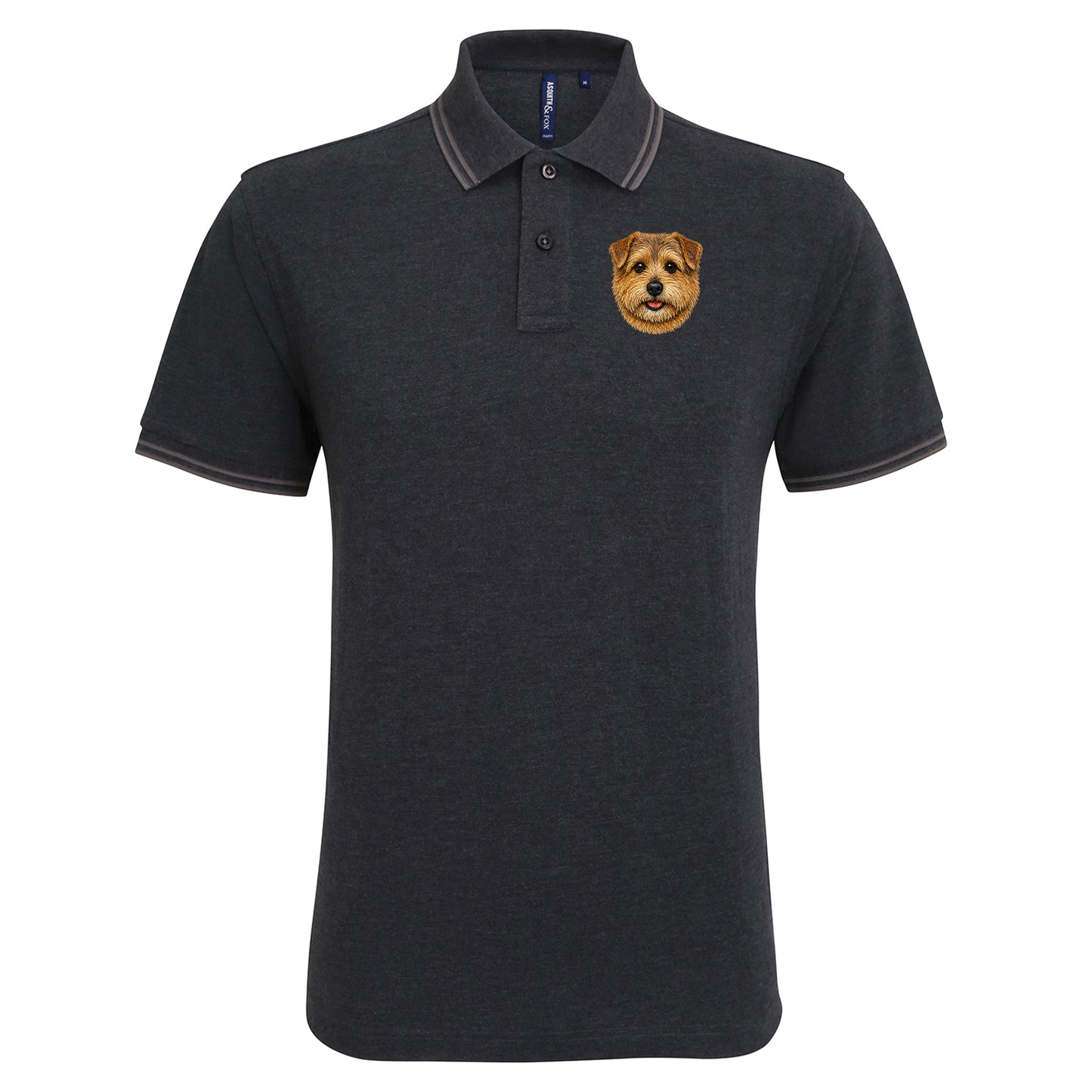 Norfolk Terrier Dog Face Tipped Polo Shirt