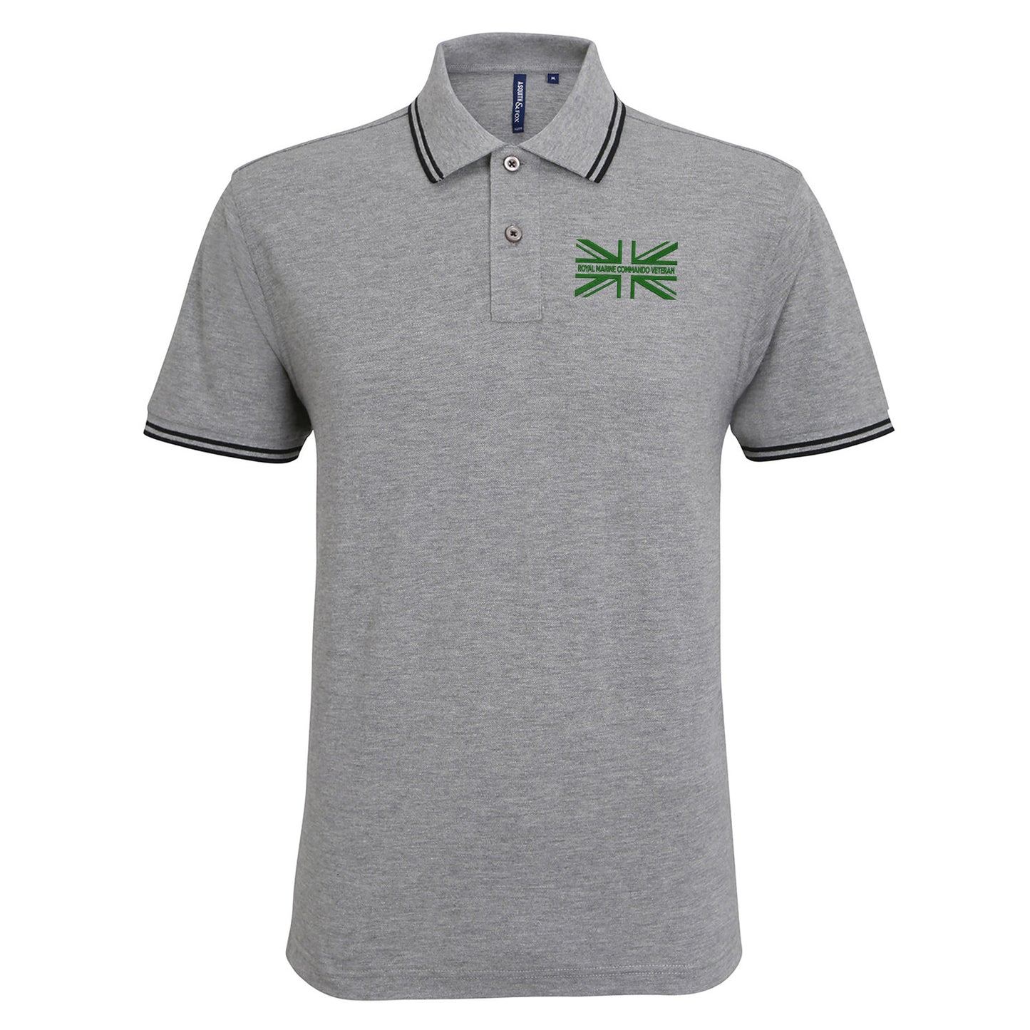 Royal Marine Commando Veteran Union Jack Embroidered Tipped Polo Shirt