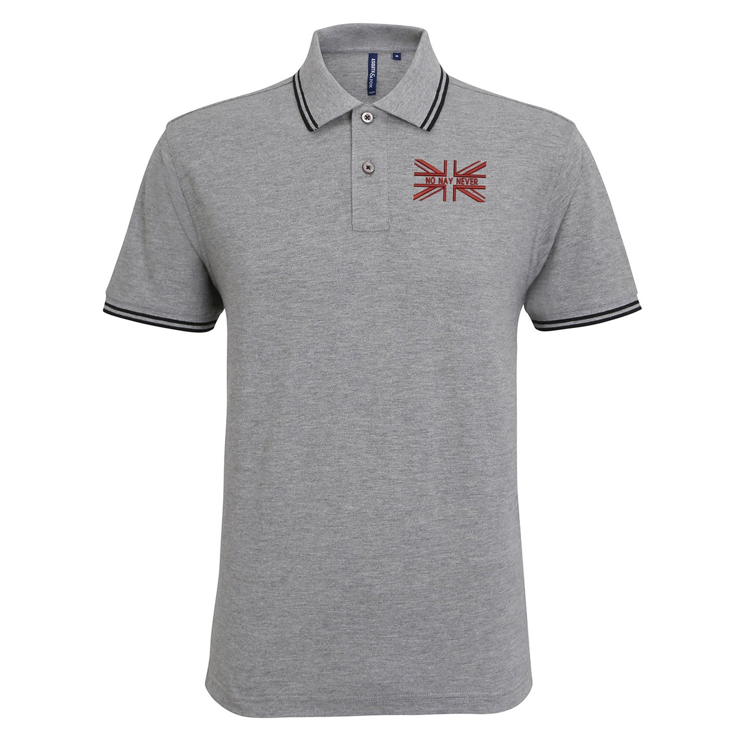 No Nay Never Union Jack Embroidered Tipped Polo Shirt