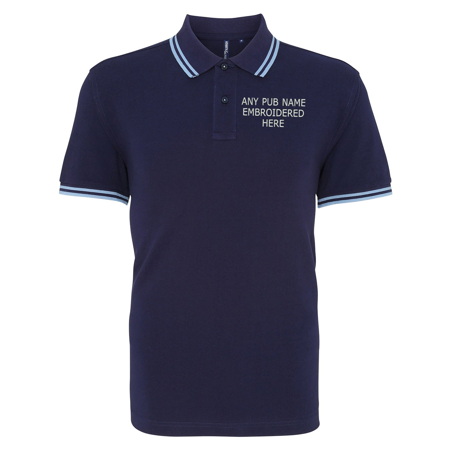 Personalised Embroidered Pub Embroidered Tipped Polo Shirt