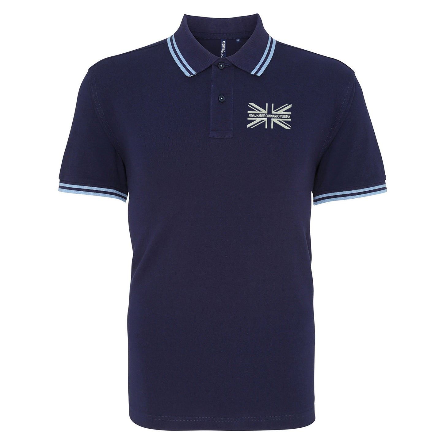 Royal Marine Commando Veteran Union Jack Embroidered Tipped Polo Shirt