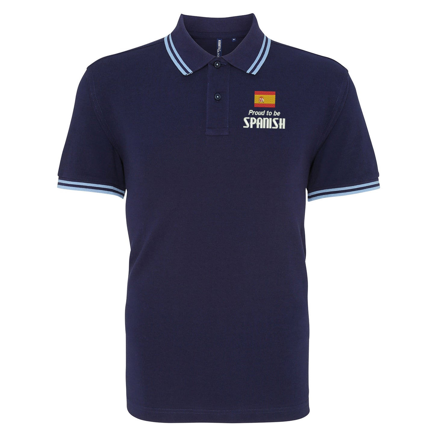 Proud to be Spanish Embroidered Tipped Polo Shirt