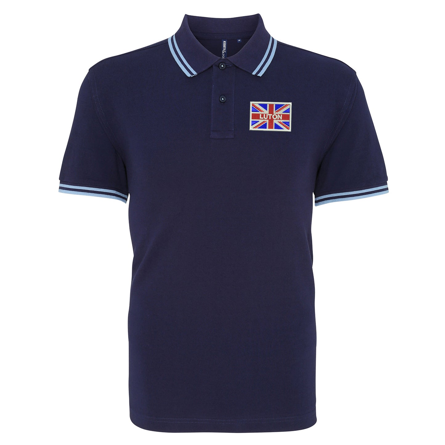 Luton Coloured Union Jack Embroidered Tipped Polo Shirt