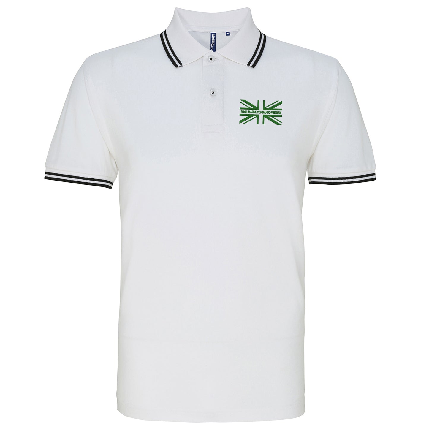 Royal Marine Commando Veteran Union Jack Embroidered Tipped Polo Shirt