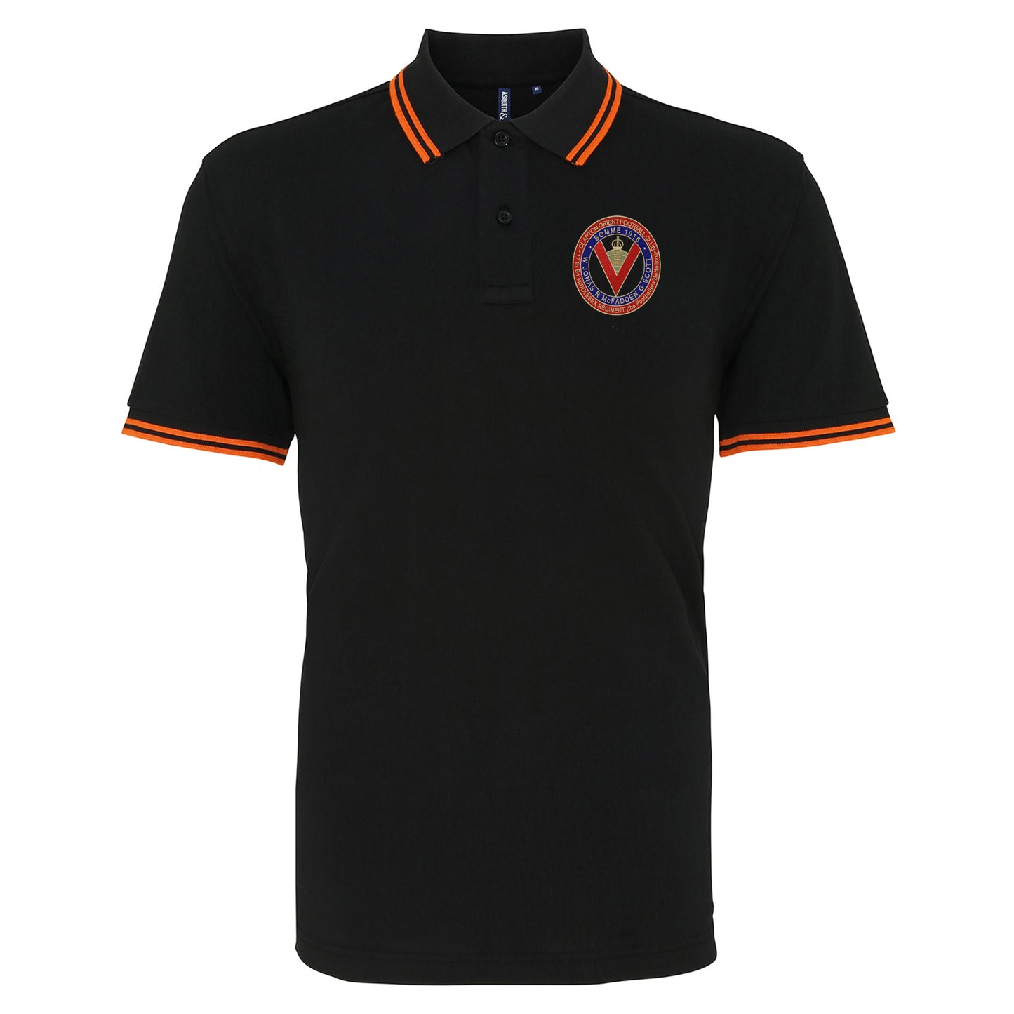 Retro Clapton Orient Somme Memorial Embroidered Tipped Polo Shirt
