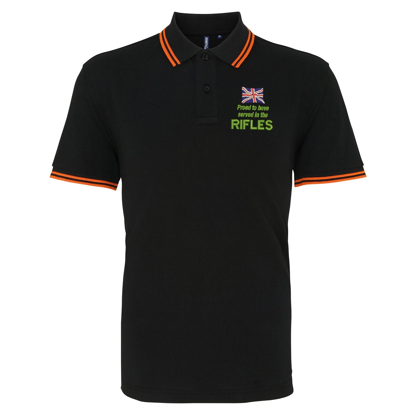 Proud to Have Served in The Rifles Embroidered Tipped Polo Shirt