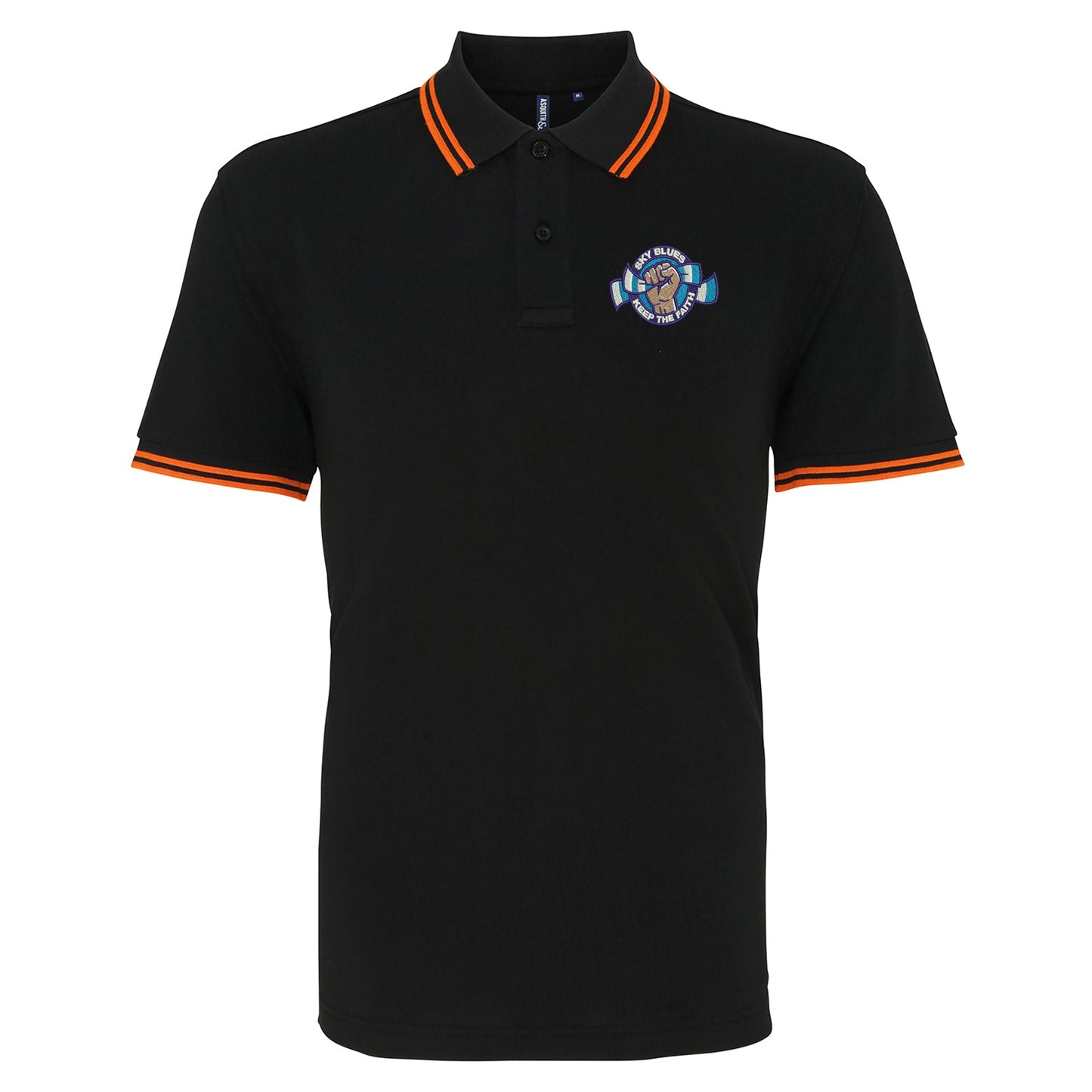 Sky Blues Keep The Faith Embroidered Tipped Polo Shirt
