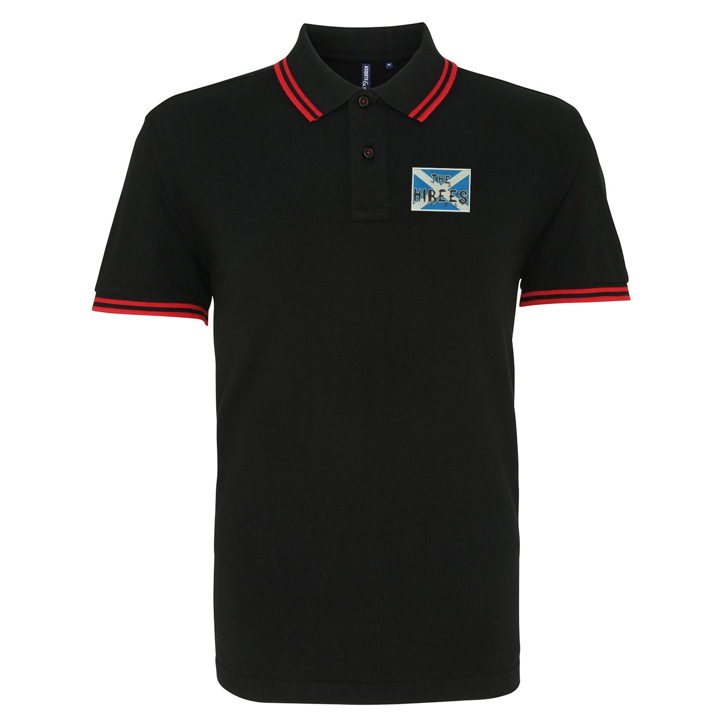 The Hibees Grunge Flag of Scotland Embroidered Tipped Polo Shirt