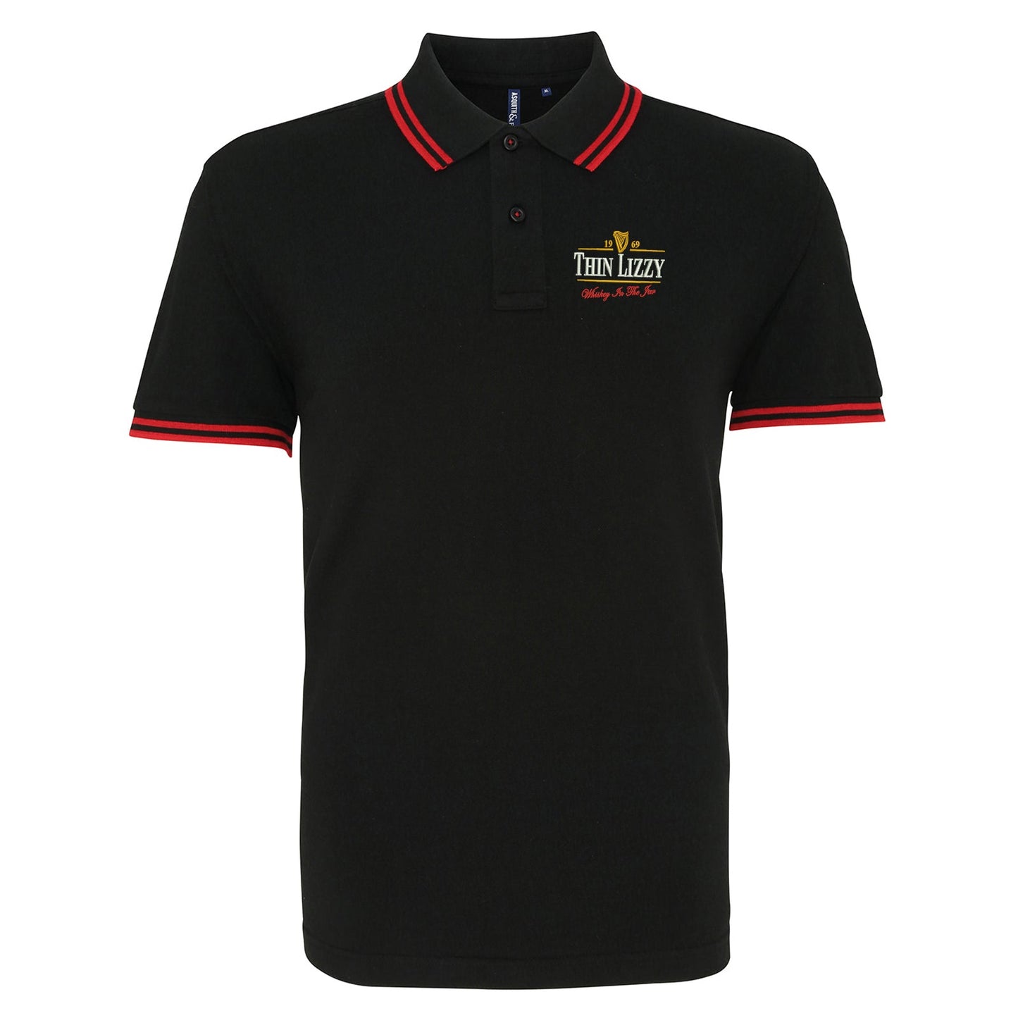 Thin Lizzy Whiskey in the Jar  Embroidered Tipped Polo Shirt