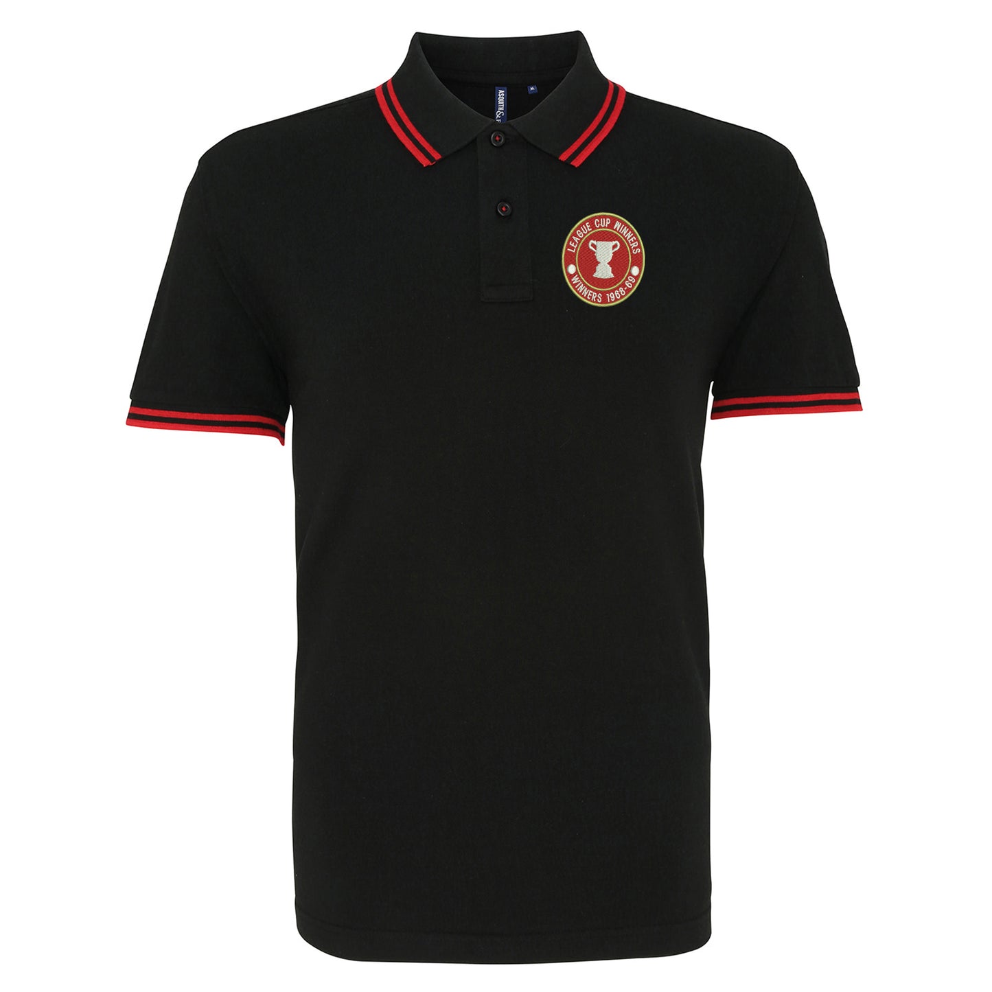 Retro Swindon Town Football League Cup Winners 1969 Embroidered Tipped Polo Shirt