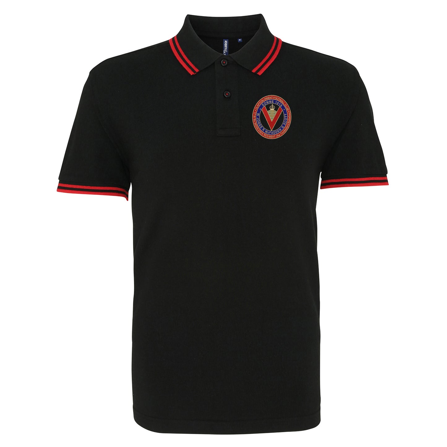 Retro Clapton Orient Somme Memorial Embroidered Tipped Polo Shirt