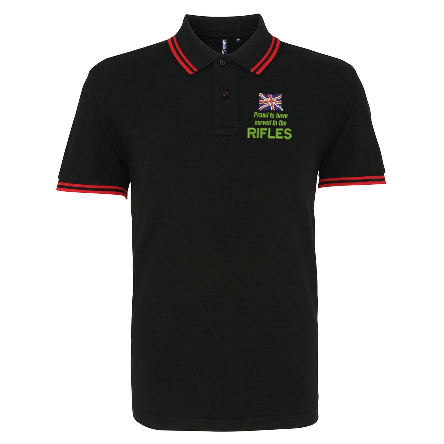 Proud to Have Served in The Rifles Embroidered Tipped Polo Shirt