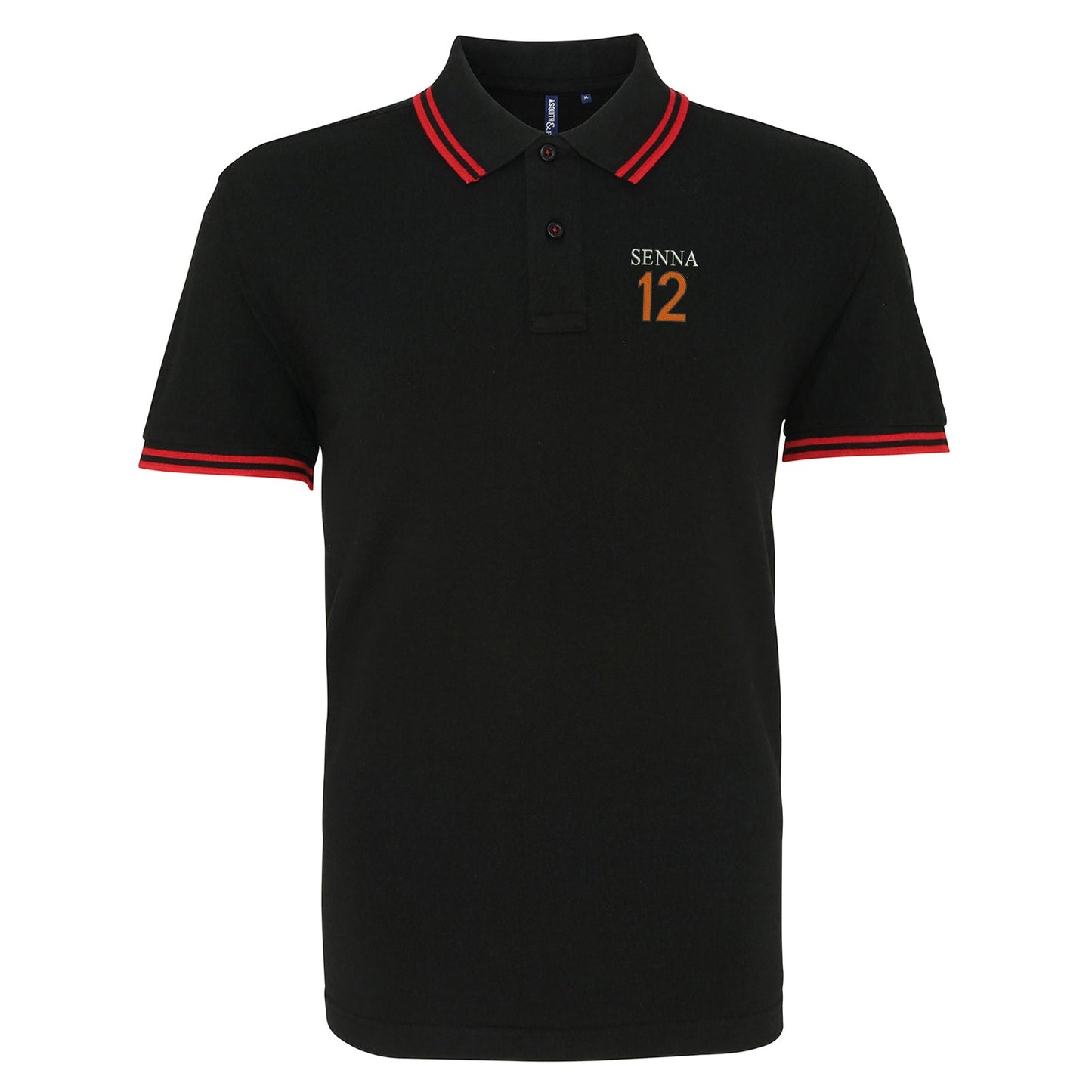 Retro Senna 12 Embroidered Tipped Polo Shirt