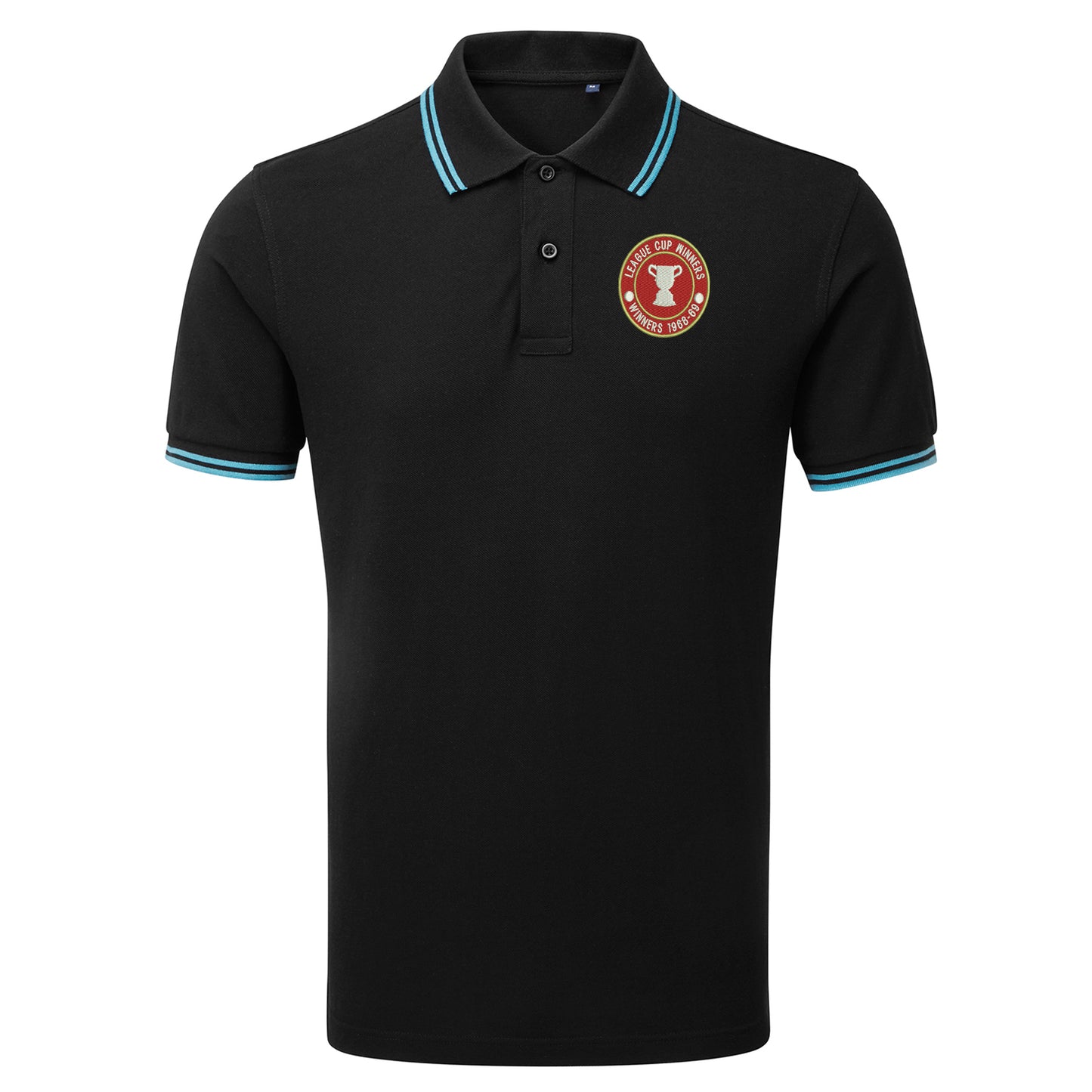 Retro Swindon Town Football League Cup Winners 1969 Embroidered Tipped Polo Shirt