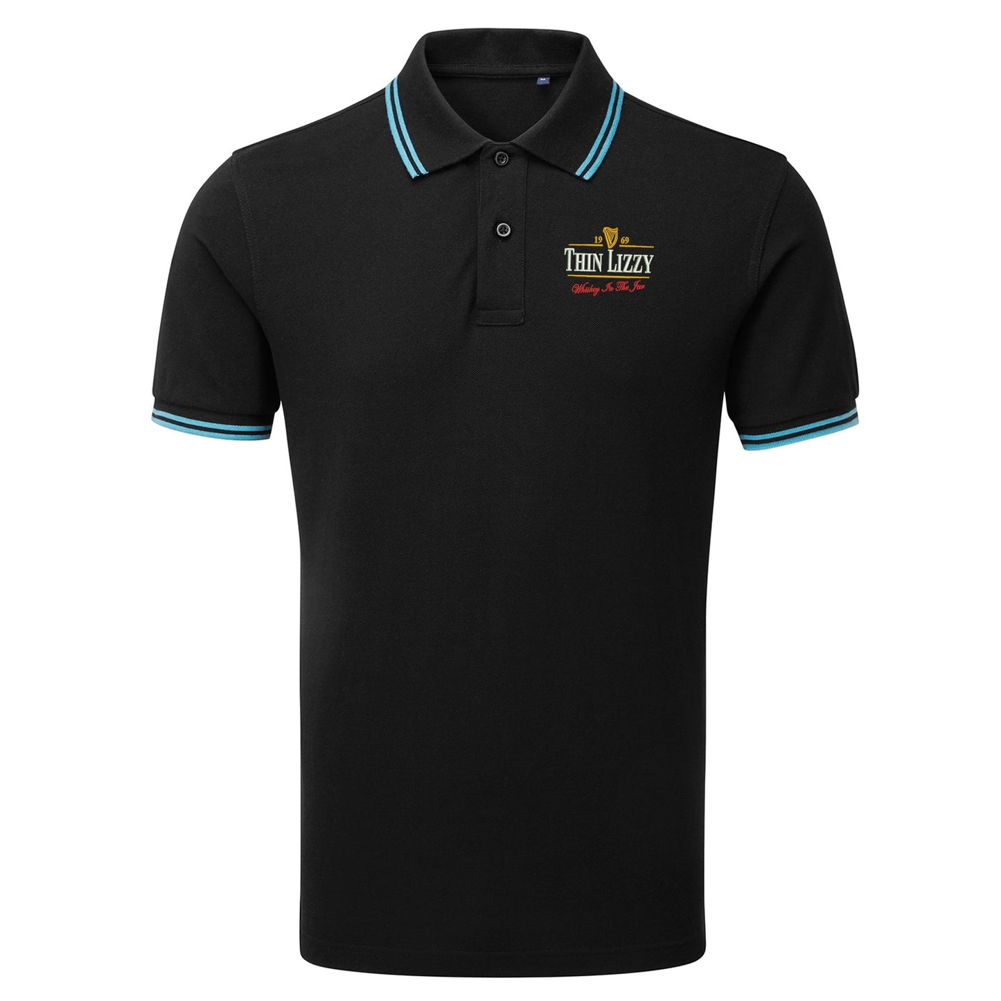 Thin Lizzy Whiskey in the Jar  Embroidered Tipped Polo Shirt