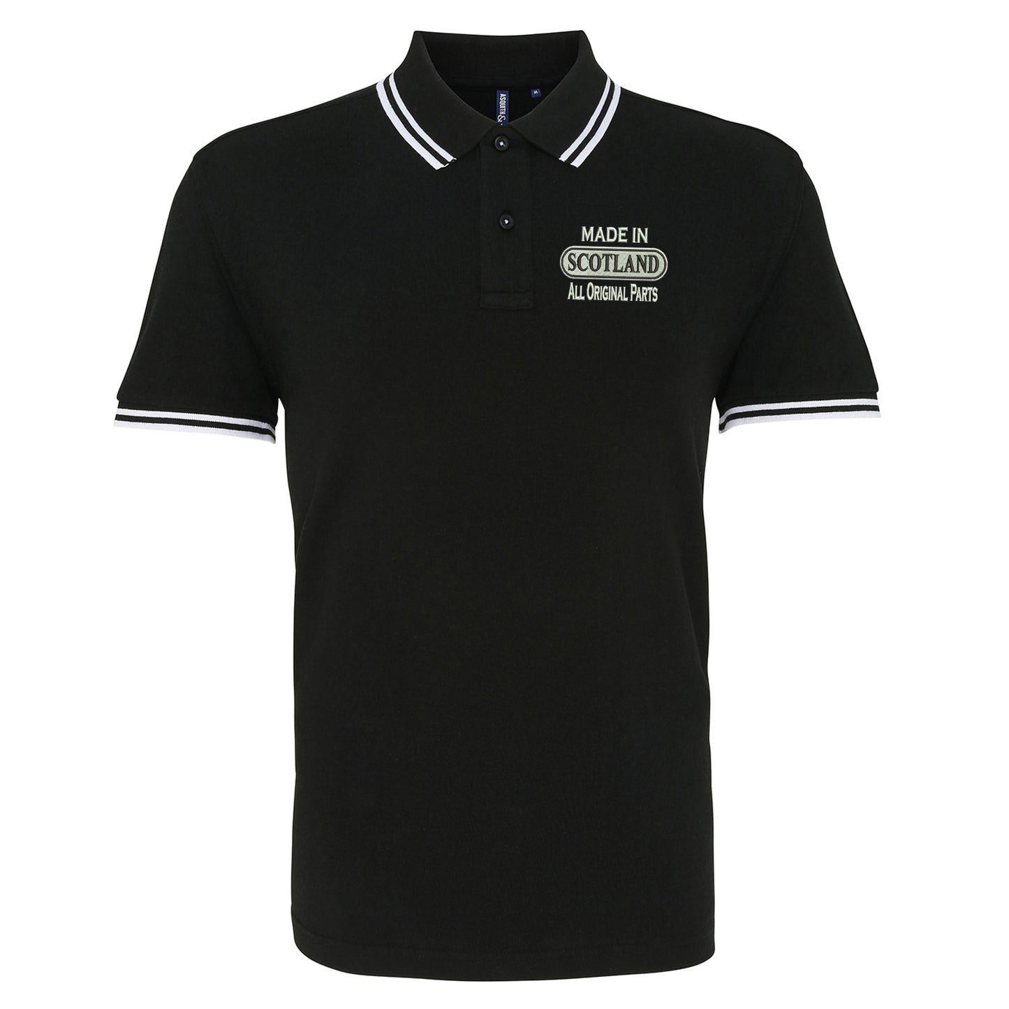 Made in Scotland All Original Parts Embroidered Tipped Polo Shirt