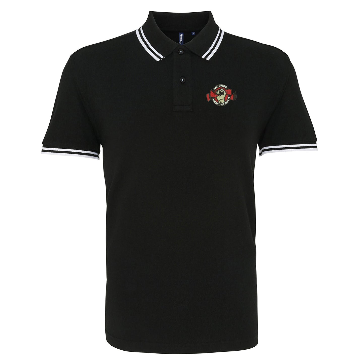 Red Devils Keep The Faith Embroidered Tipped Polo Shirt