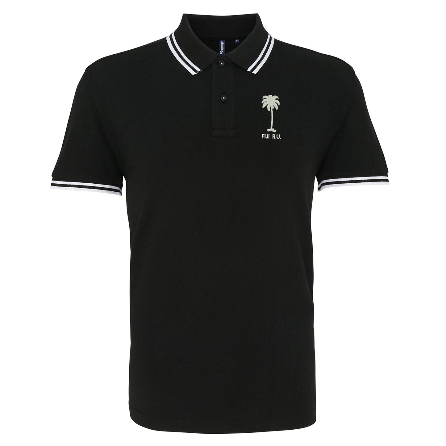 Retro Fiji Rugby 1920s Embroidered Tipped Polo Shirt